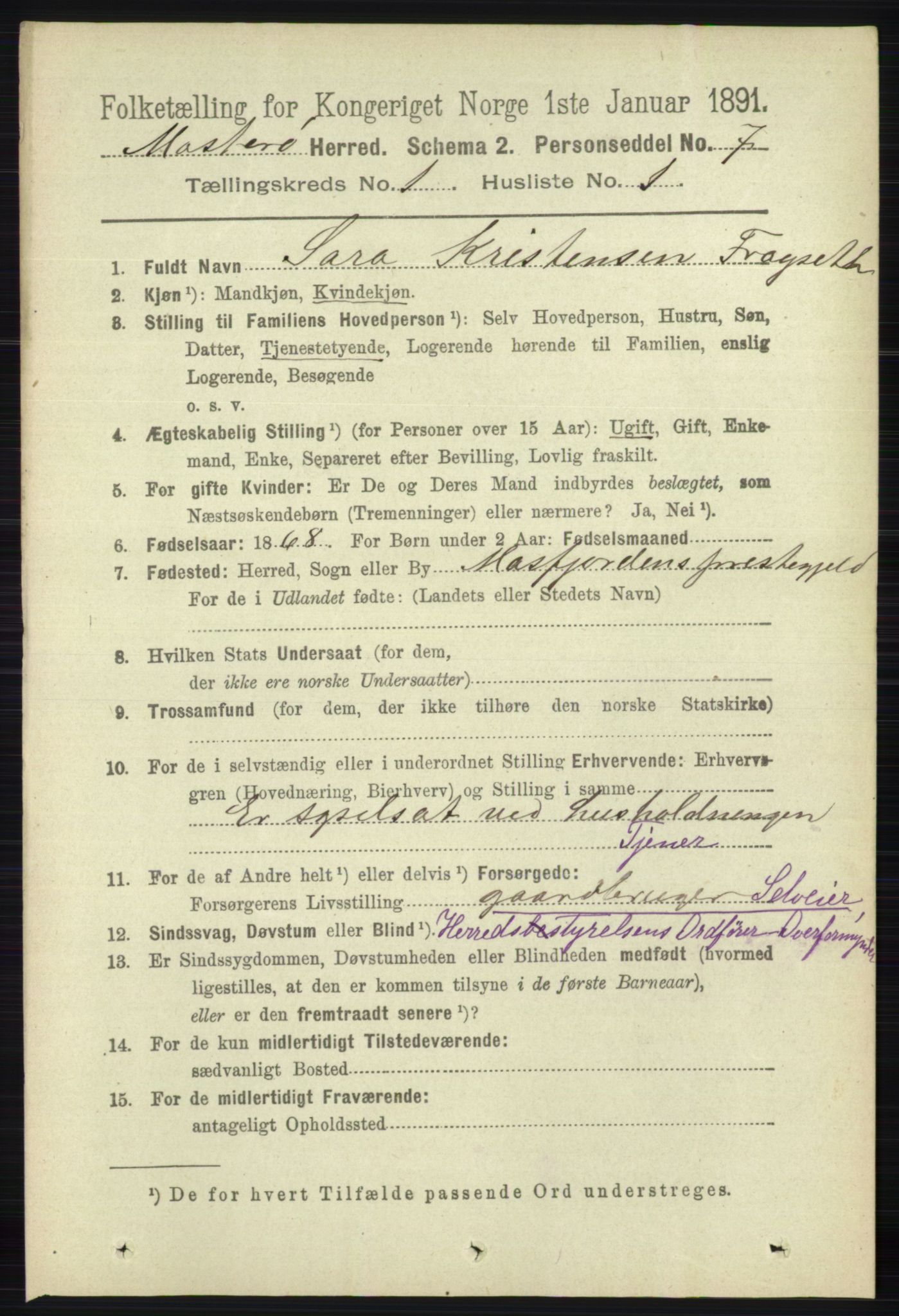 RA, 1891 census for 1143 Mosterøy, 1891, p. 107