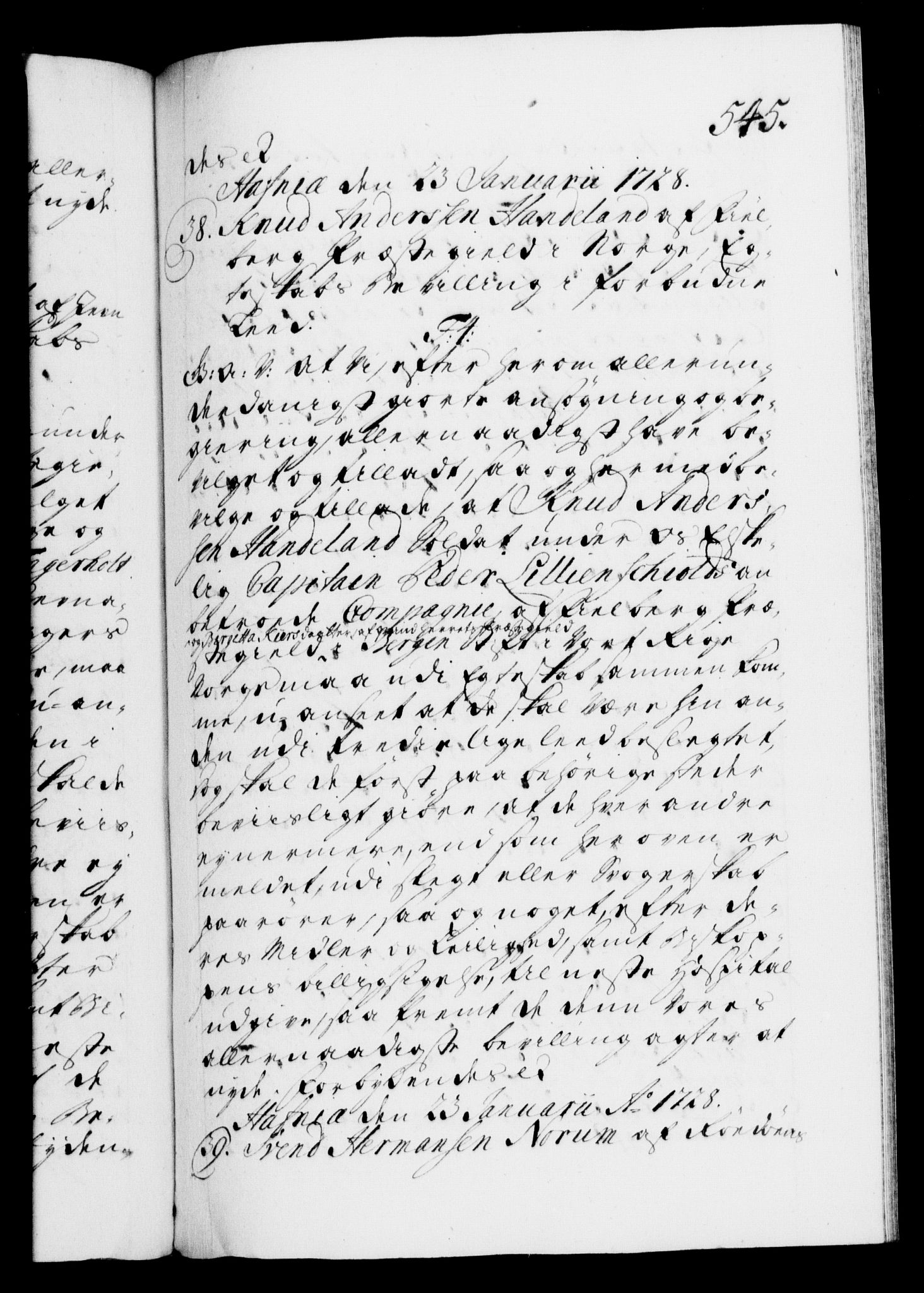 Danske Kanselli 1572-1799, AV/RA-EA-3023/F/Fc/Fca/Fcaa/L0025: Norske registre, 1726-1728, p. 545a