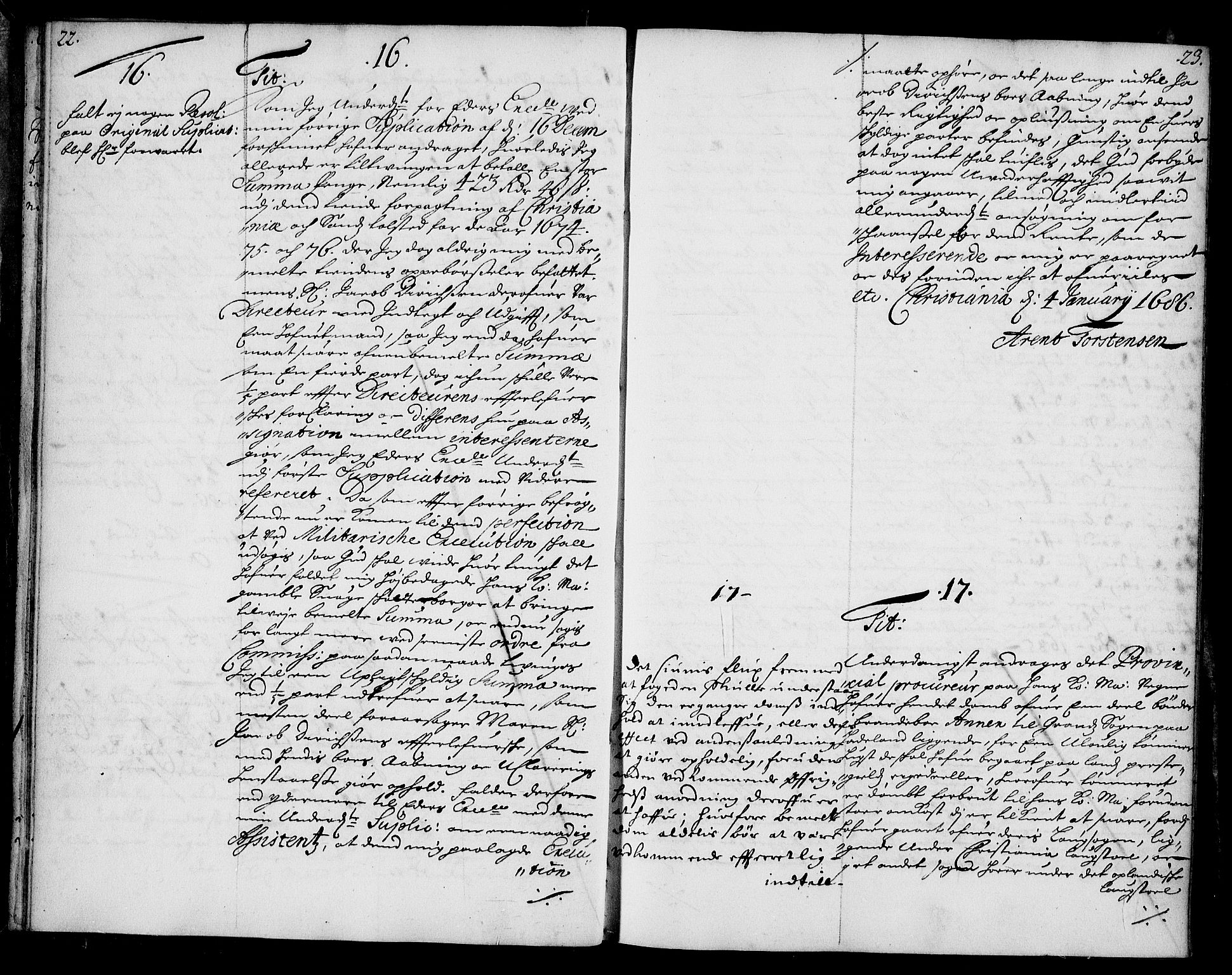 Stattholderembetet 1572-1771, AV/RA-EA-2870/Ae/L0002: Supplikasjons- og resolusjonsprotokoll, 1686, p. 22-23