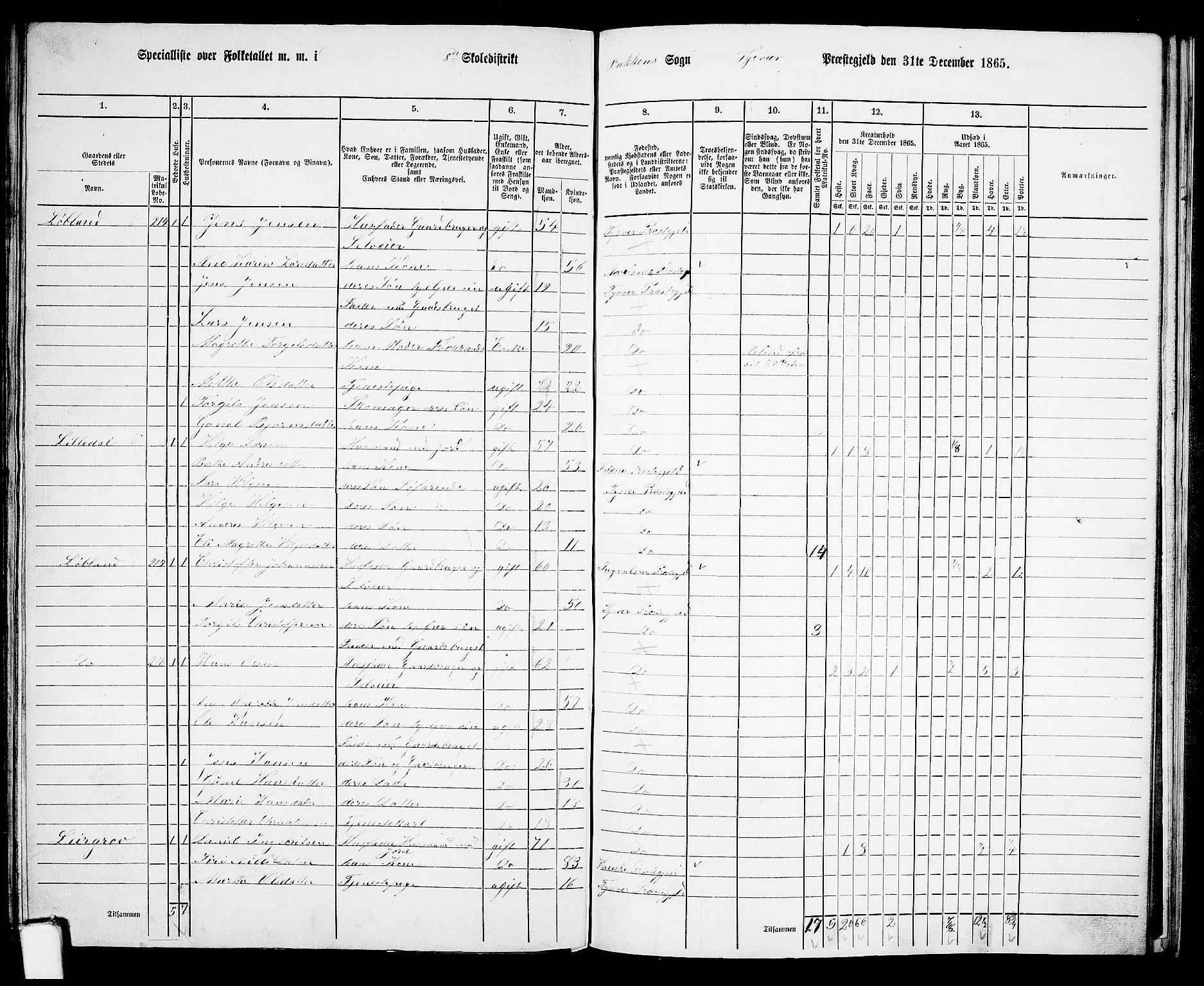 RA, 1865 census for Tysvær, 1865, p. 120