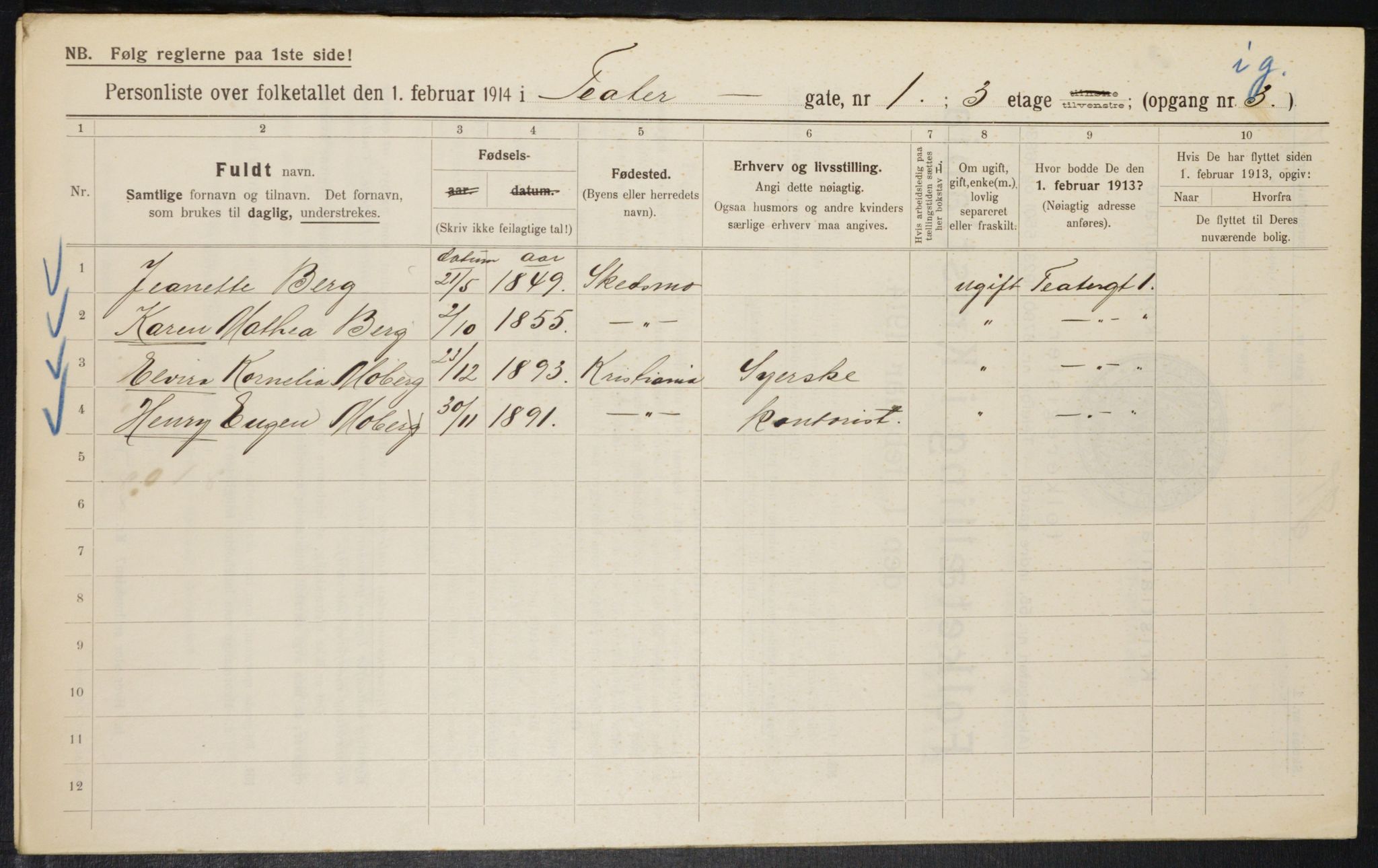 OBA, Municipal Census 1914 for Kristiania, 1914, p. 107733