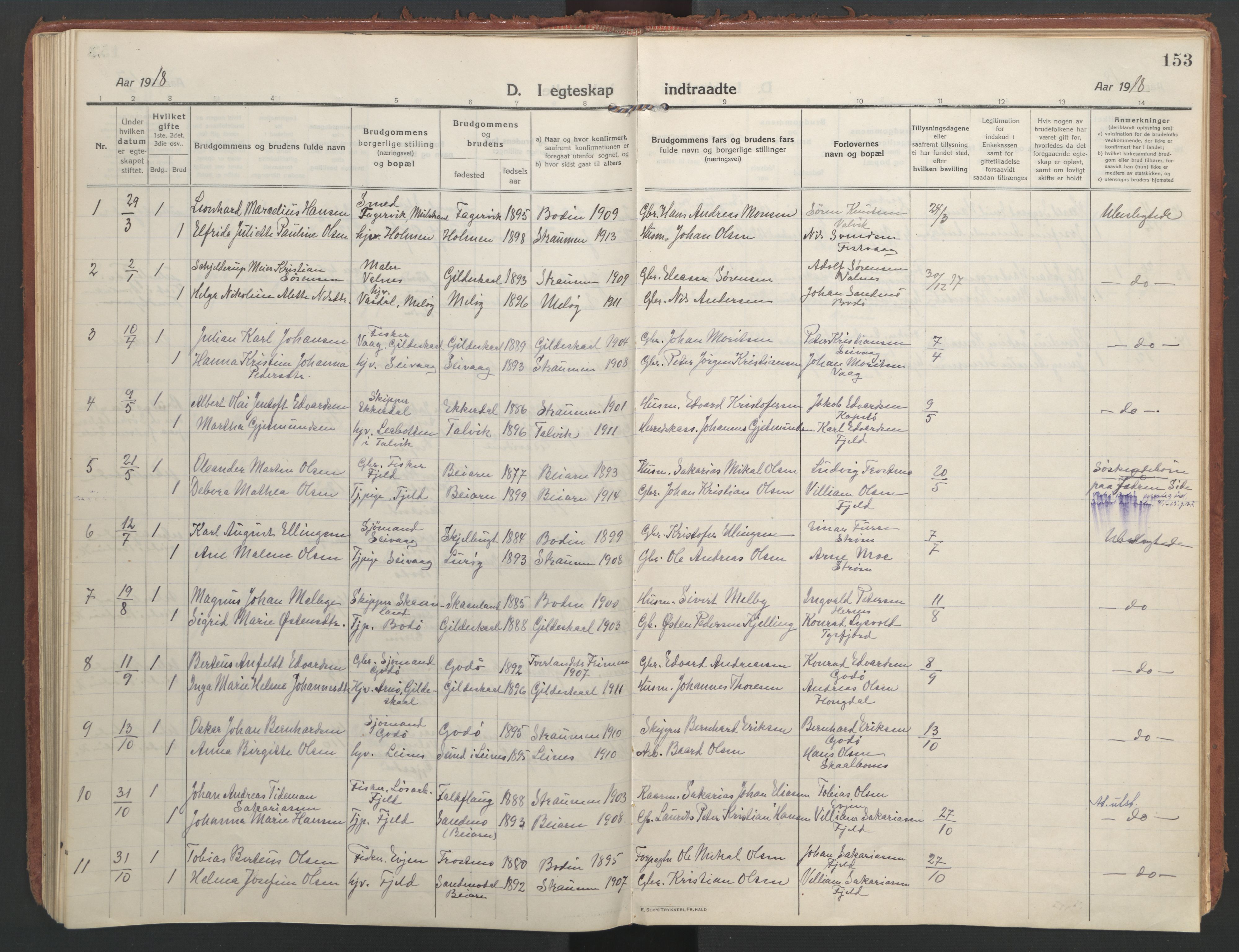 Ministerialprotokoller, klokkerbøker og fødselsregistre - Nordland, SAT/A-1459/804/L0086: Parish register (official) no. 804A07, 1916-1935, p. 153