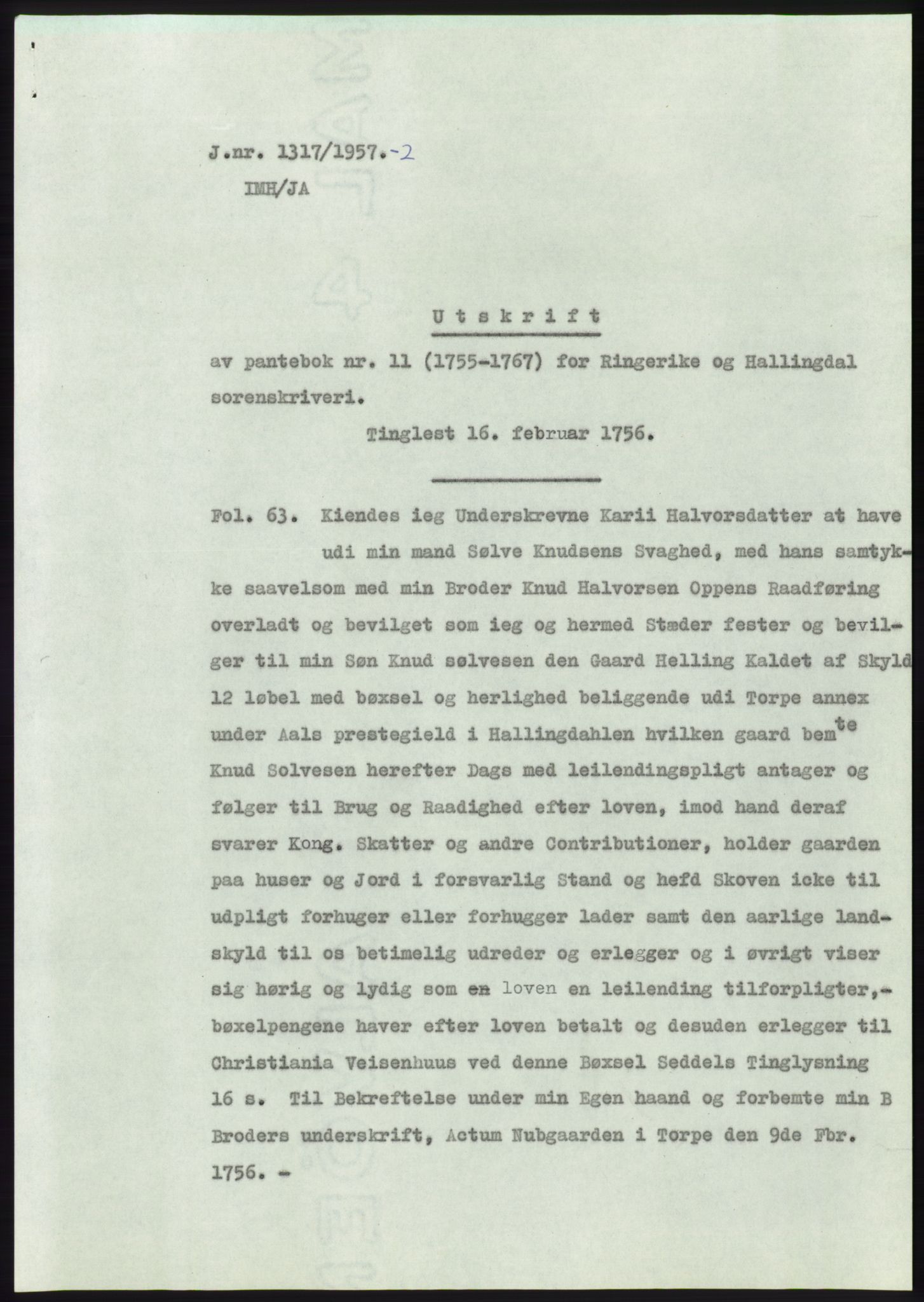 Statsarkivet i Kongsberg, SAKO/A-0001, 1957-1958, p. 69
