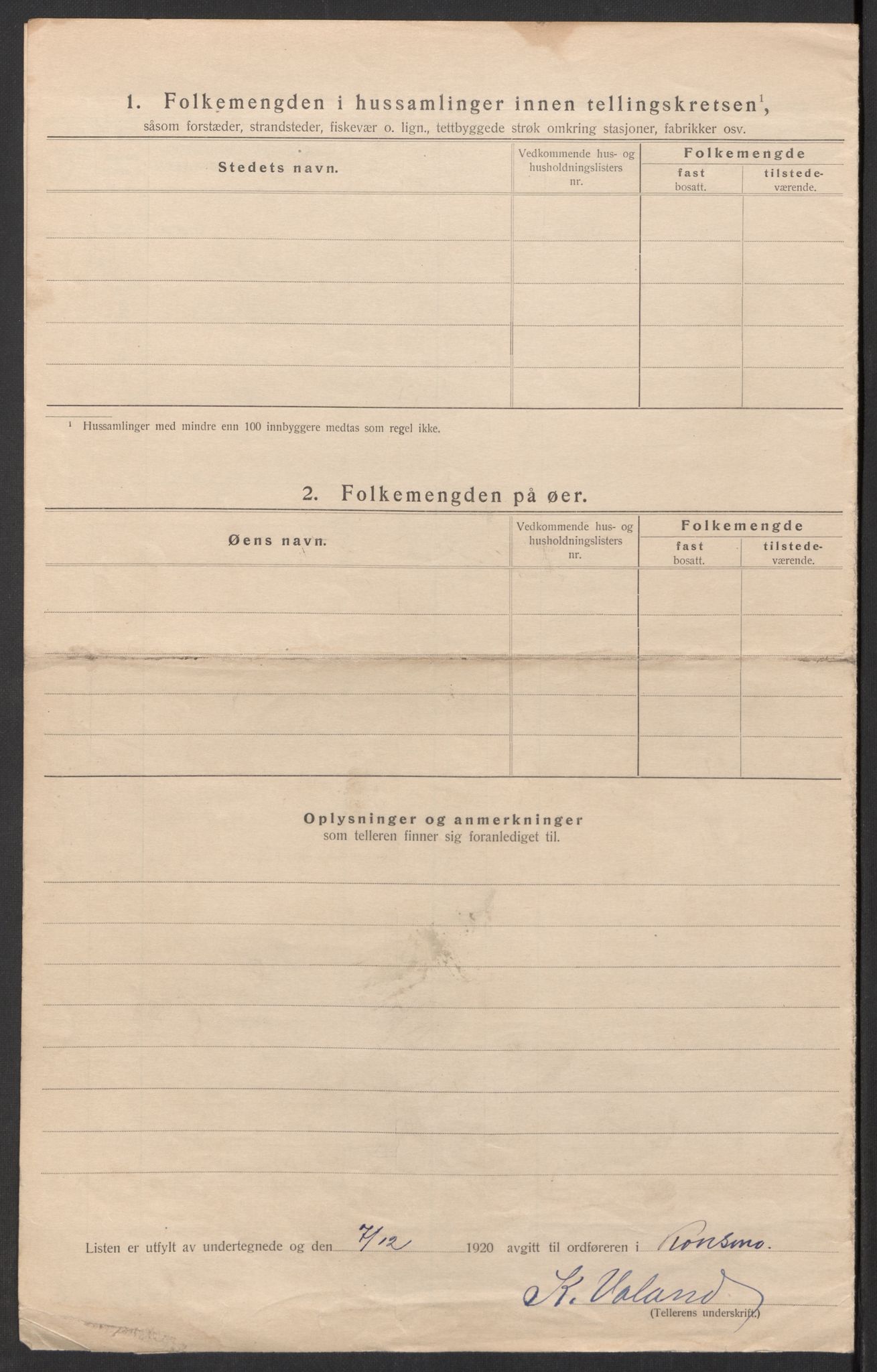 SAK, 1920 census for Konsmo, 1920, p. 17