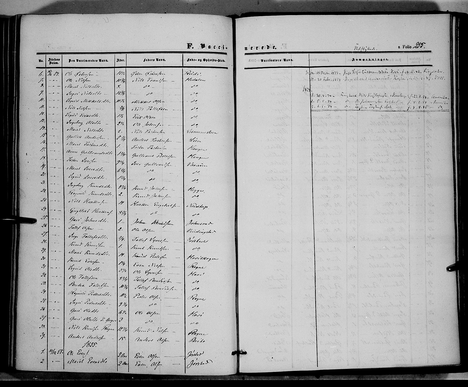 Øystre Slidre prestekontor, SAH/PREST-138/H/Ha/Haa/L0001: Parish register (official) no. 1, 1849-1874, p. 255