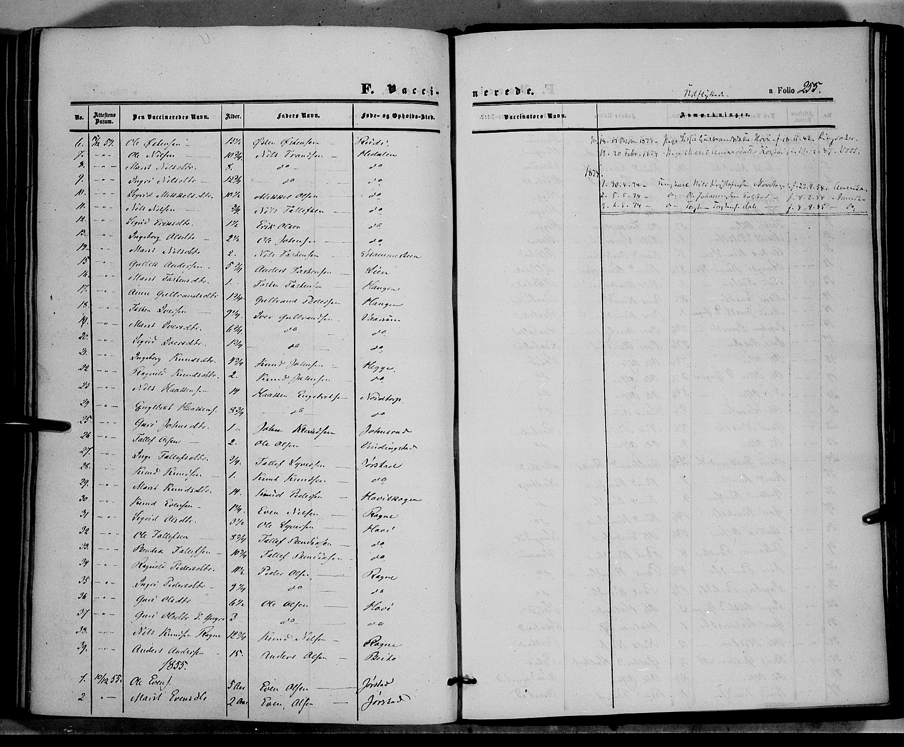 Øystre Slidre prestekontor, AV/SAH-PREST-138/H/Ha/Haa/L0001: Parish register (official) no. 1, 1849-1874, p. 255