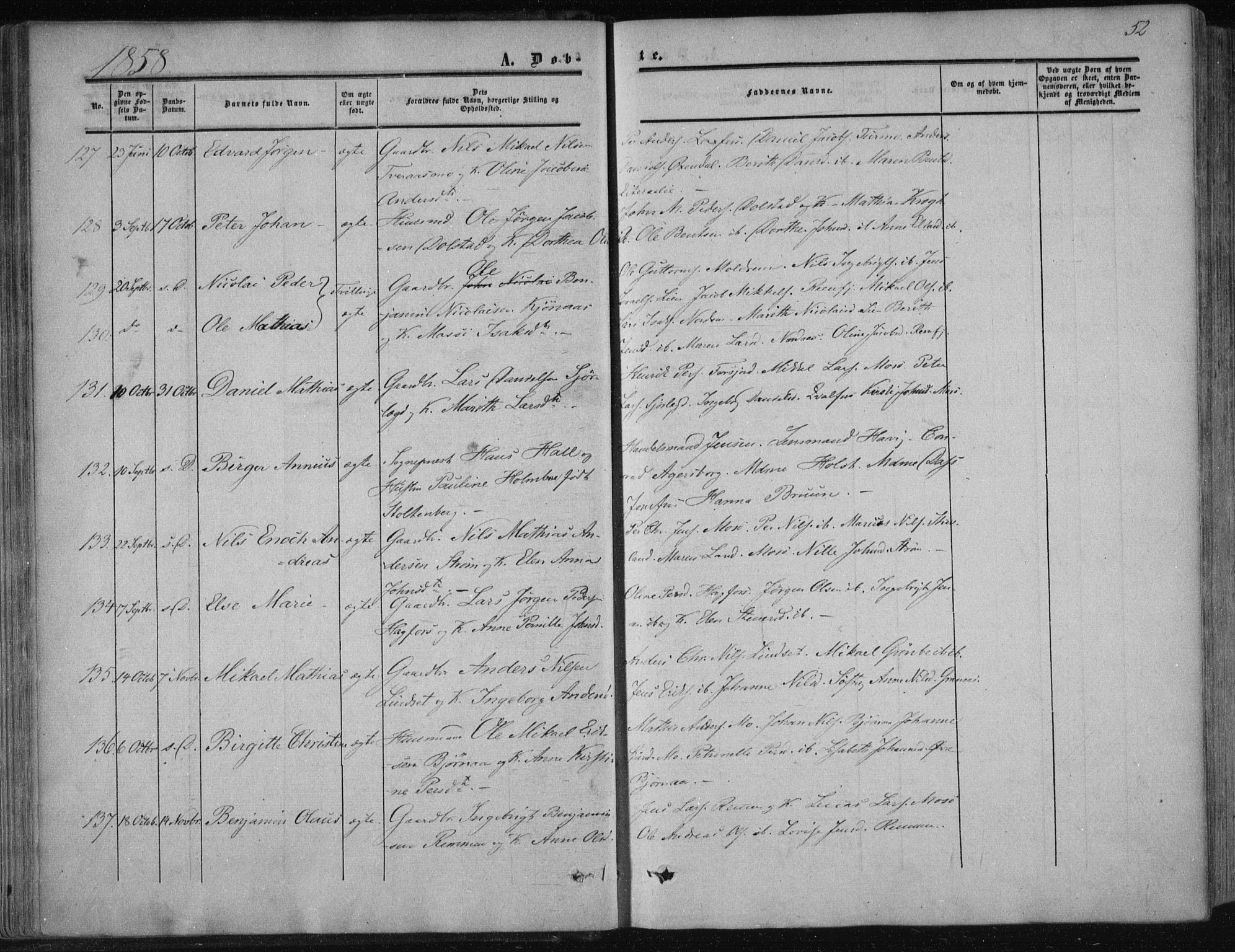 Ministerialprotokoller, klokkerbøker og fødselsregistre - Nordland, SAT/A-1459/820/L0293: Parish register (official) no. 820A14, 1855-1865, p. 52