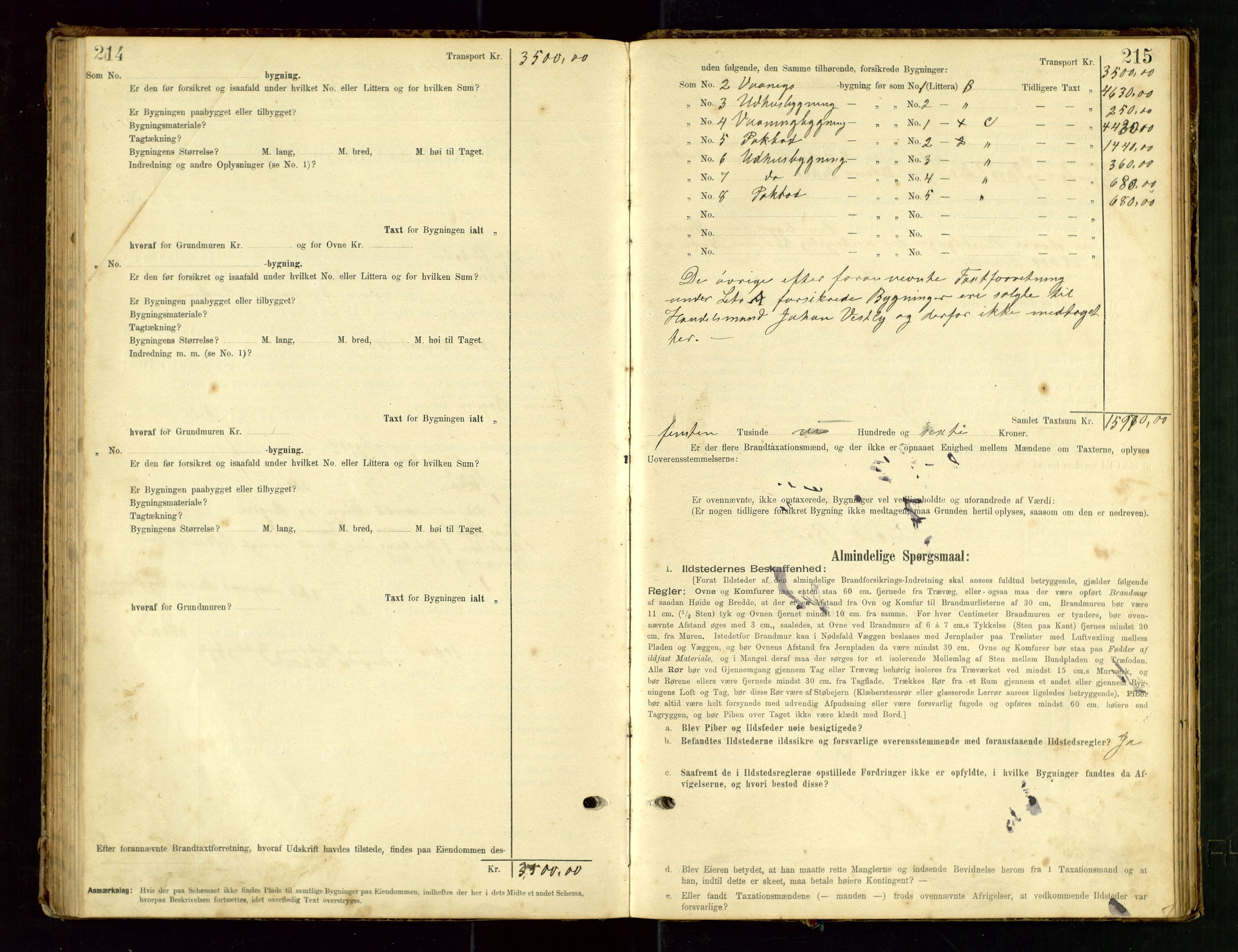 Hå lensmannskontor, SAST/A-100456/Goa/L0003: Takstprotokoll (skjema), 1895-1911, p. 214-215