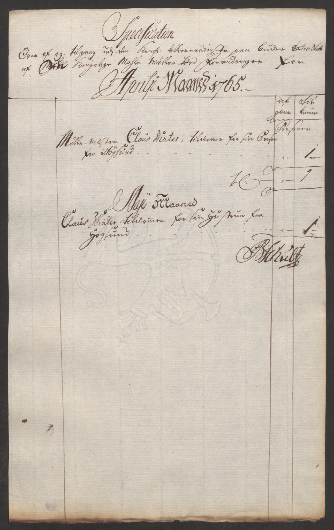 Rentekammeret inntil 1814, Reviderte regnskaper, Bergverksregnskaper, AV/RA-EA-3222/R/Rc/Rca/L0843: Ekstraskatt, 1762-1765, p. 868