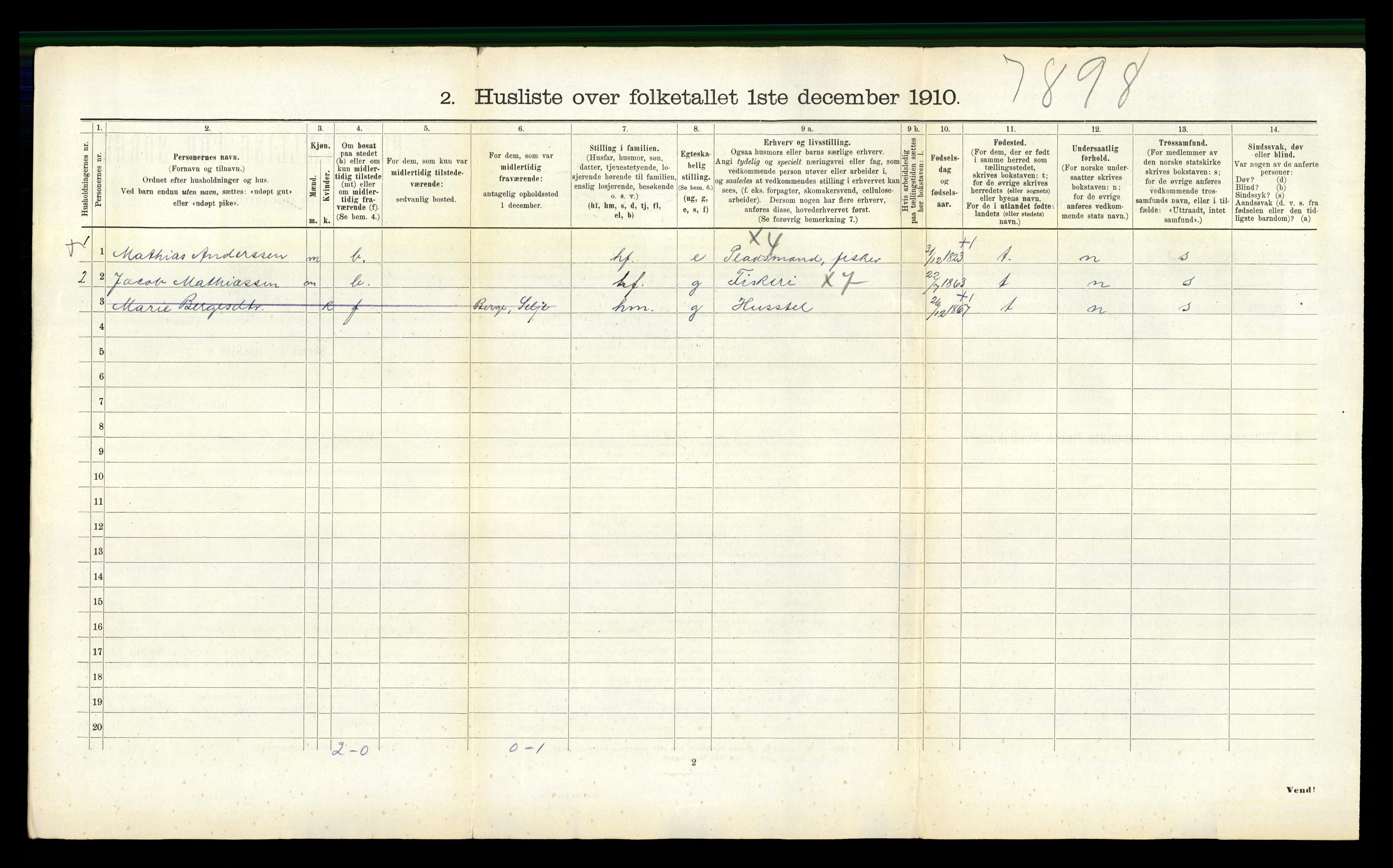 RA, 1910 census for Selje, 1910, p. 653