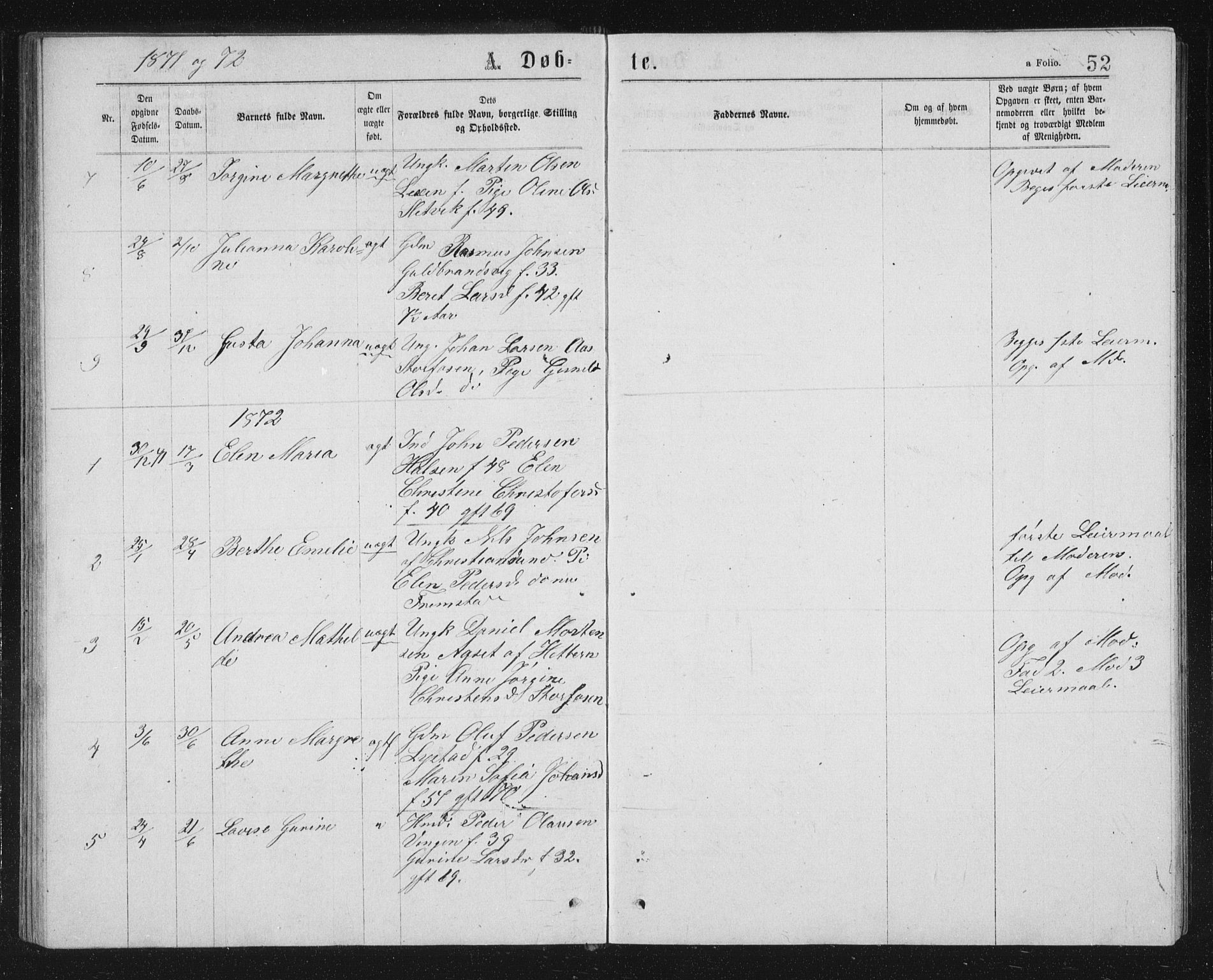 Ministerialprotokoller, klokkerbøker og fødselsregistre - Sør-Trøndelag, SAT/A-1456/662/L0756: Parish register (copy) no. 662C01, 1869-1891, p. 52