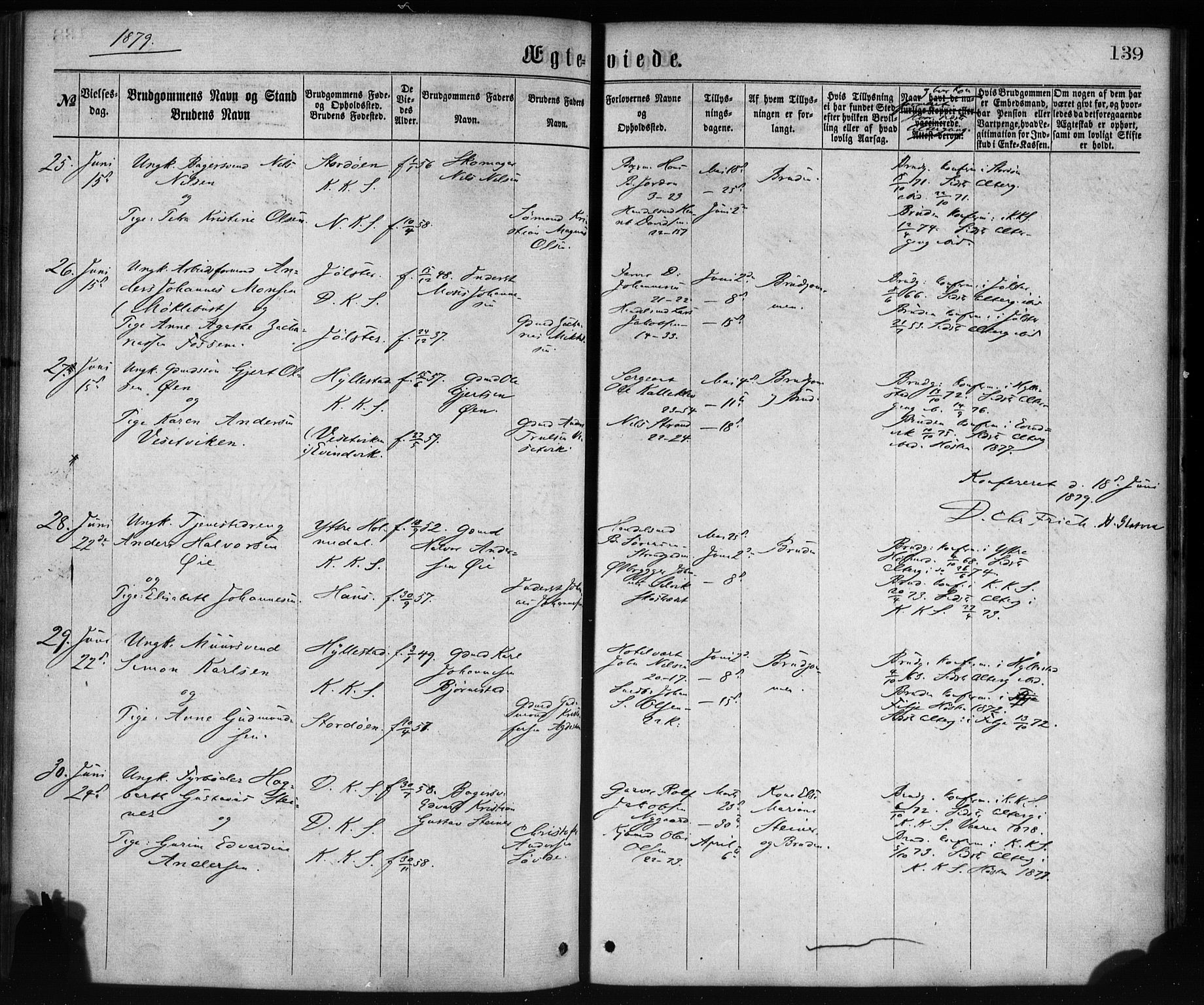 Korskirken sokneprestembete, SAB/A-76101/H/Haa/L0036: Parish register (official) no. D 3, 1867-1882, p. 139