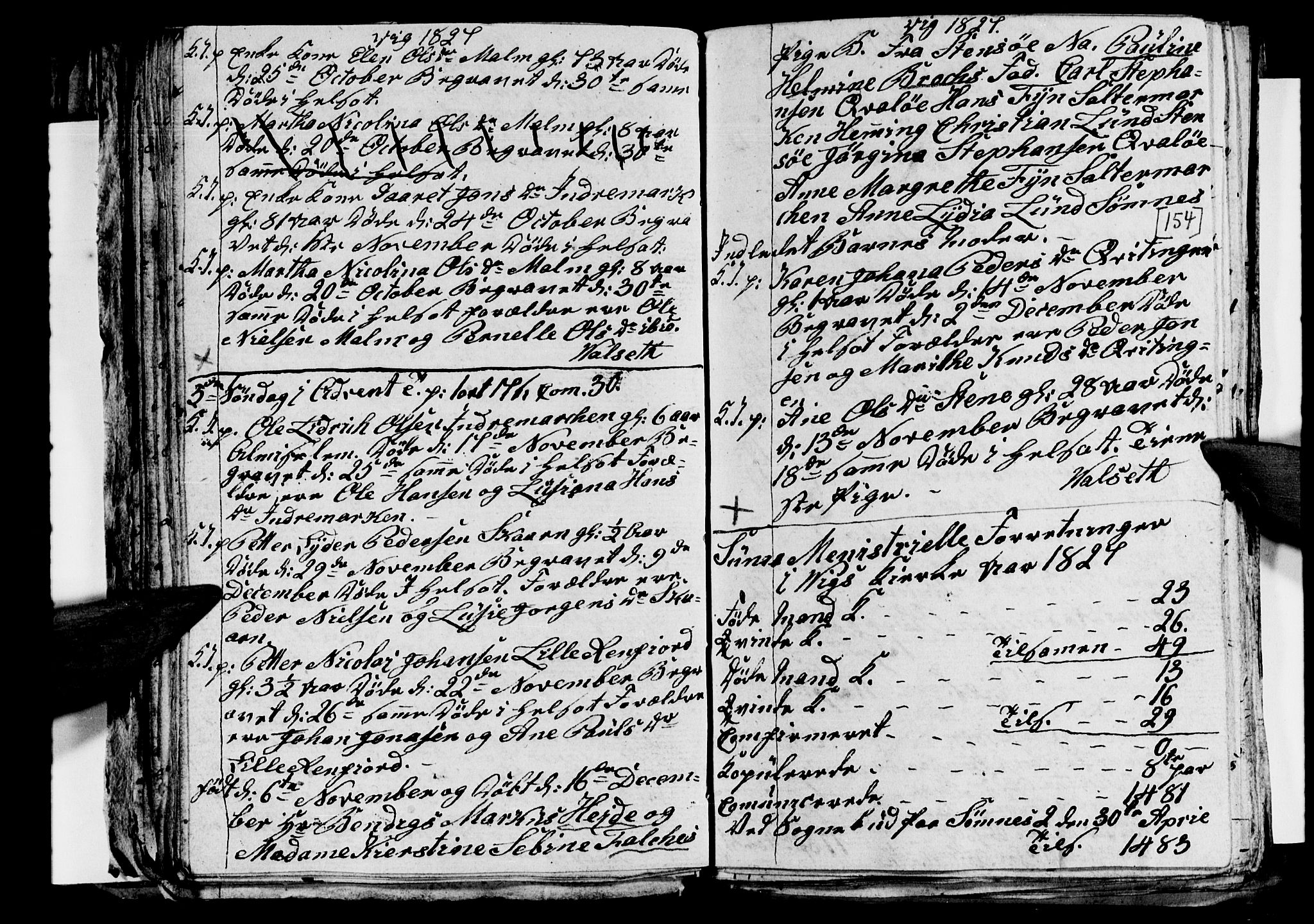 Ministerialprotokoller, klokkerbøker og fødselsregistre - Nordland, AV/SAT-A-1459/812/L0185: Parish register (copy) no. 812C03, 1815-1837, p. 154