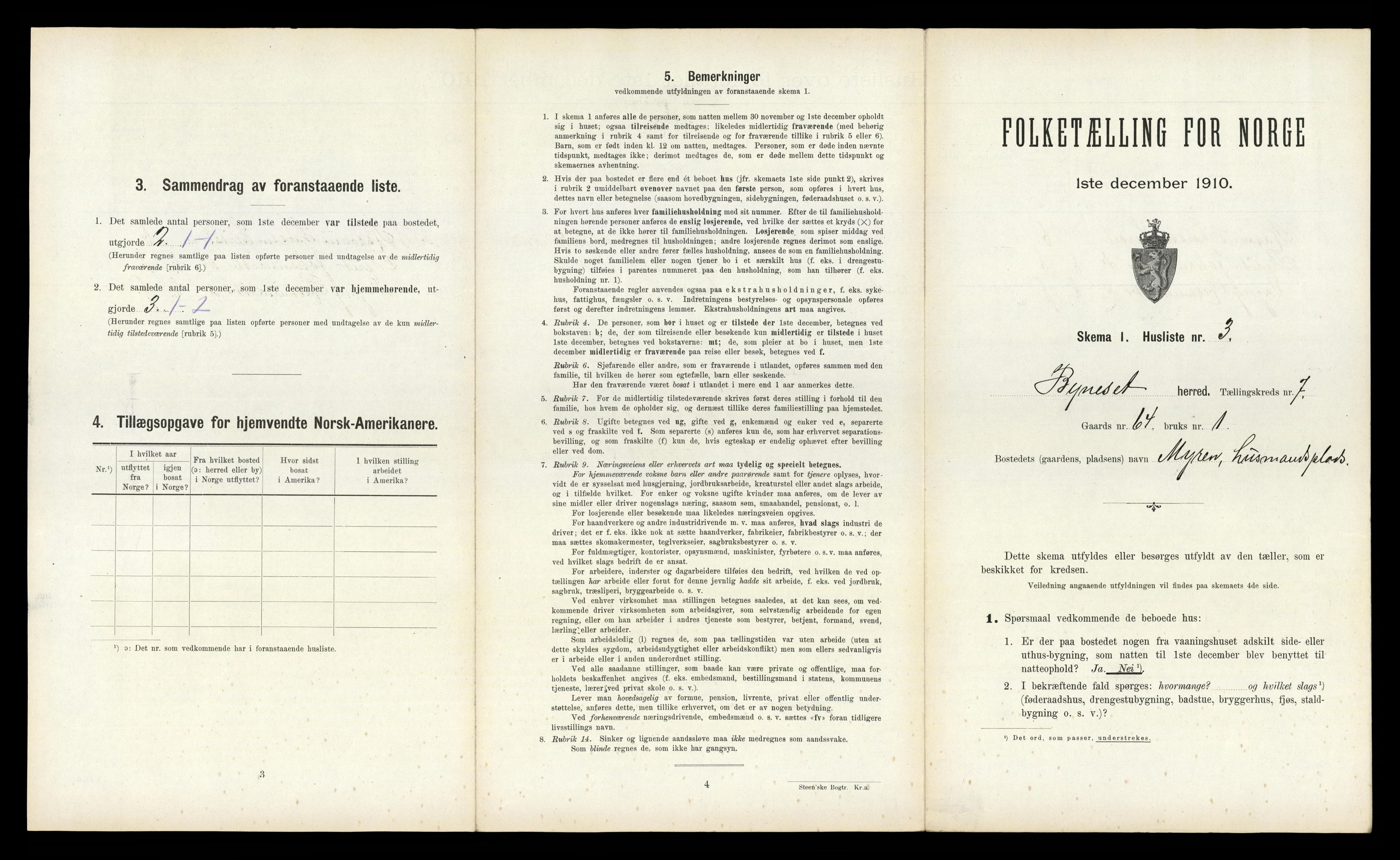 RA, 1910 census for Byneset, 1910, p. 575
