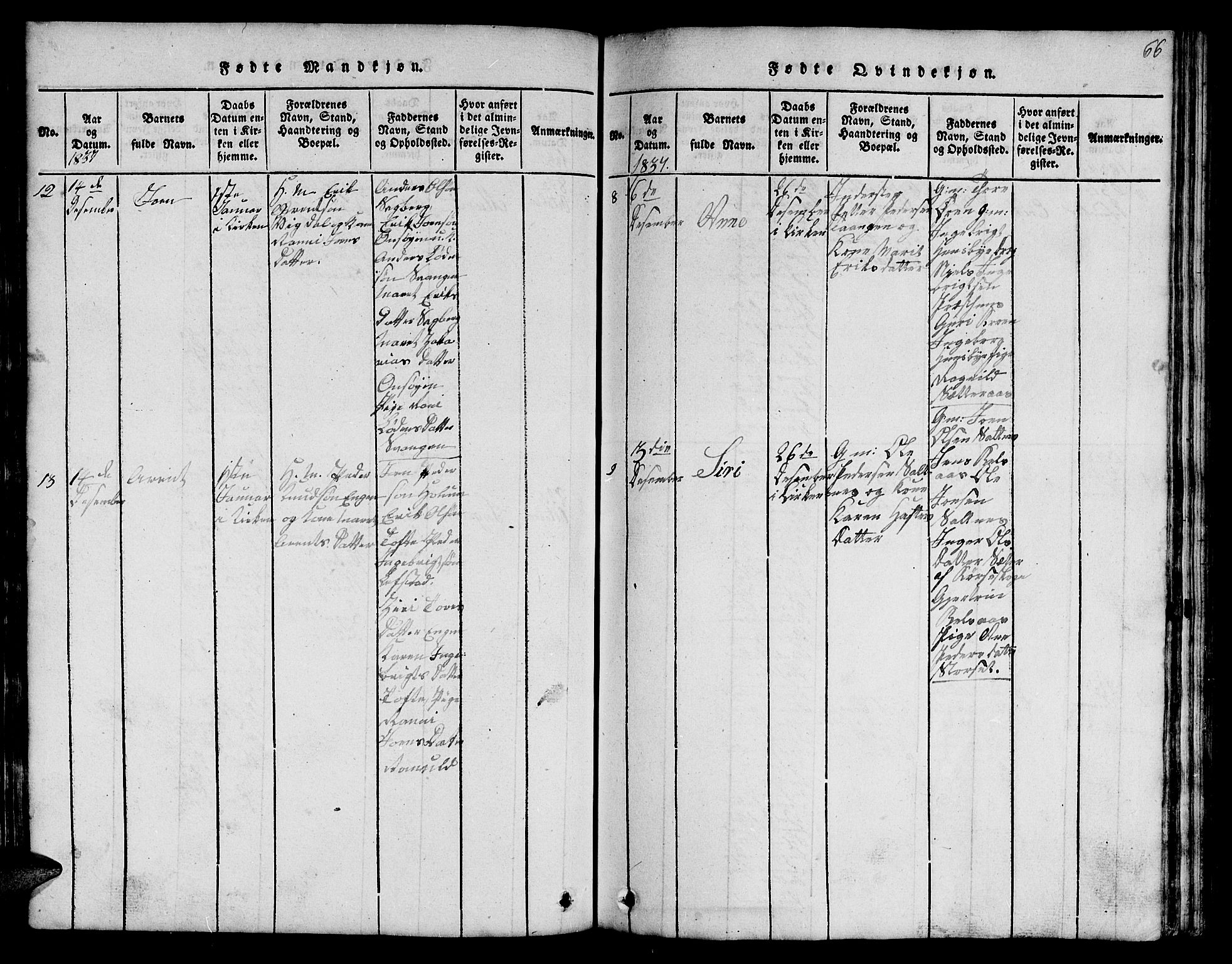 Ministerialprotokoller, klokkerbøker og fødselsregistre - Sør-Trøndelag, SAT/A-1456/666/L0788: Parish register (copy) no. 666C01, 1816-1847, p. 66