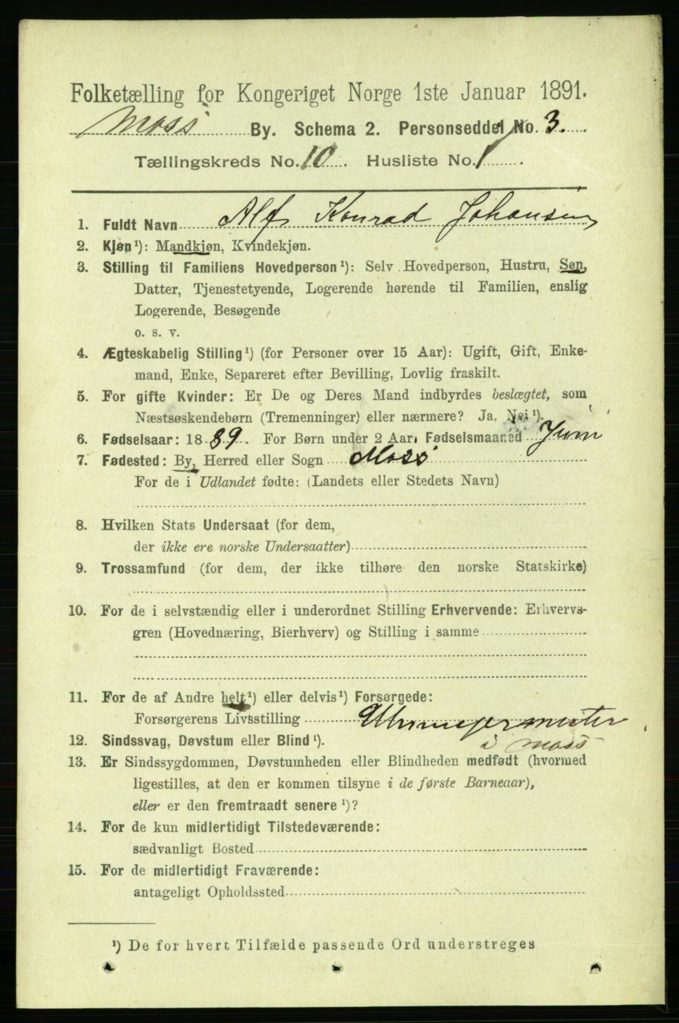 RA, 1891 census for 0104 Moss, 1891, p. 5474