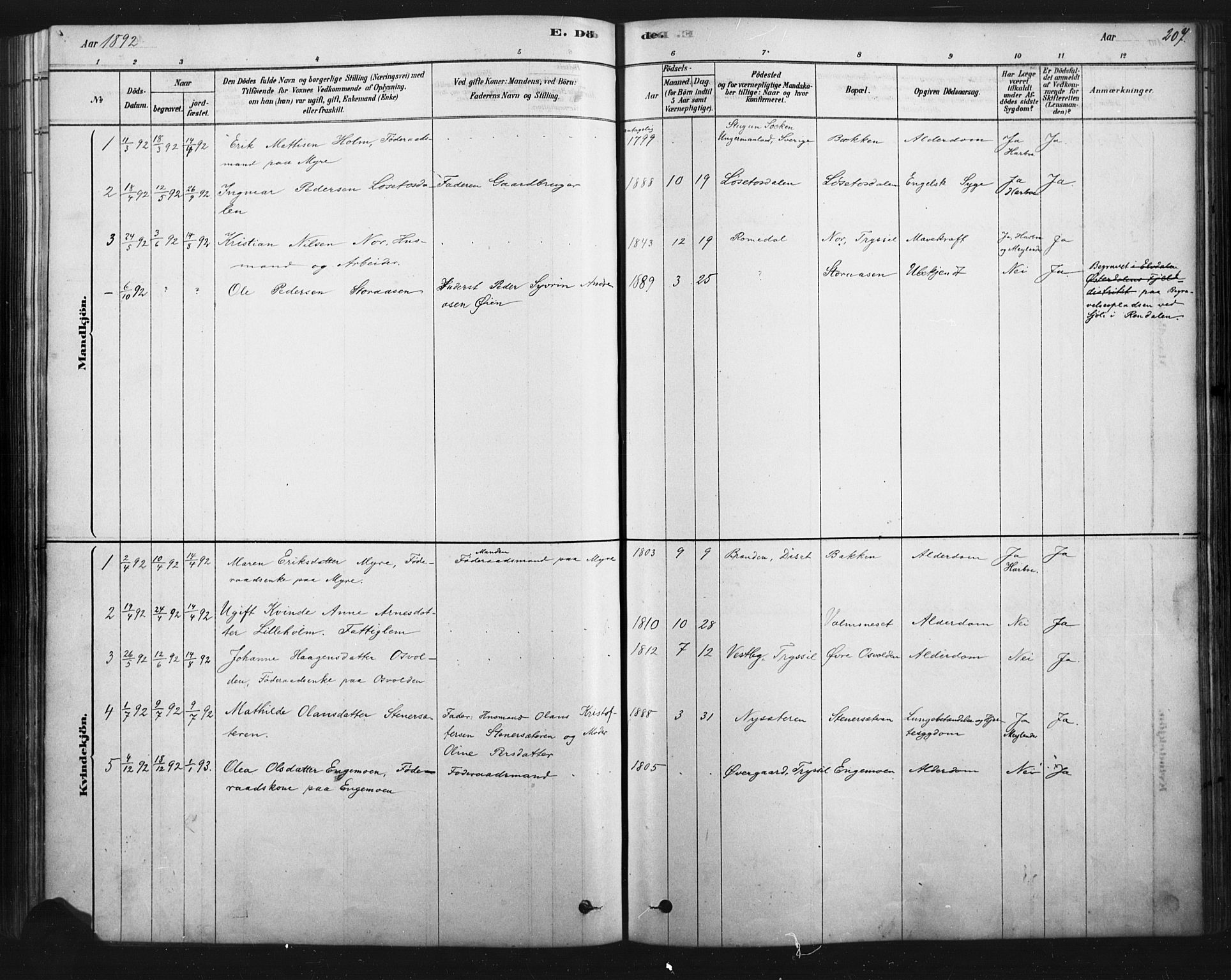 Åmot prestekontor, Hedmark, SAH/PREST-056/H/Ha/Haa/L0012: Parish register (official) no. 12, 1878-1901, p. 207