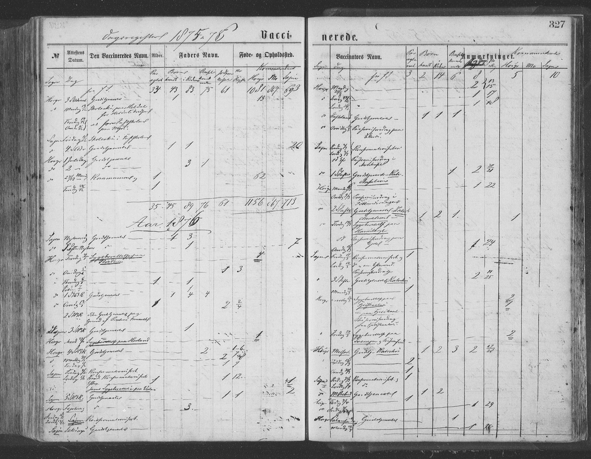 Hosanger sokneprestembete, SAB/A-75801/H/Haa: Parish register (official) no. A 9, 1864-1876, p. 327