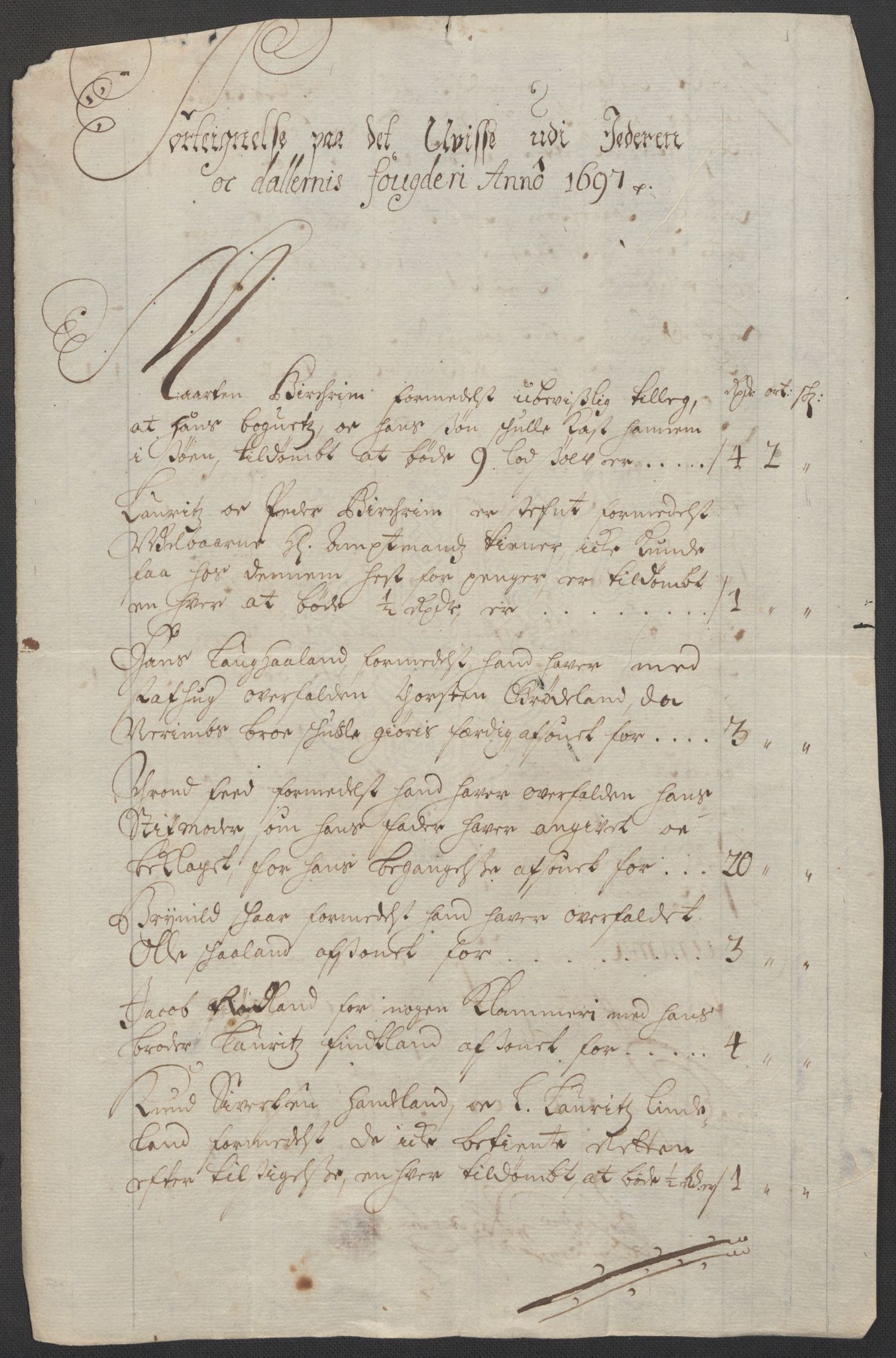 Rentekammeret inntil 1814, Reviderte regnskaper, Fogderegnskap, RA/EA-4092/R46/L2729: Fogderegnskap Jæren og Dalane, 1697-1698, p. 19