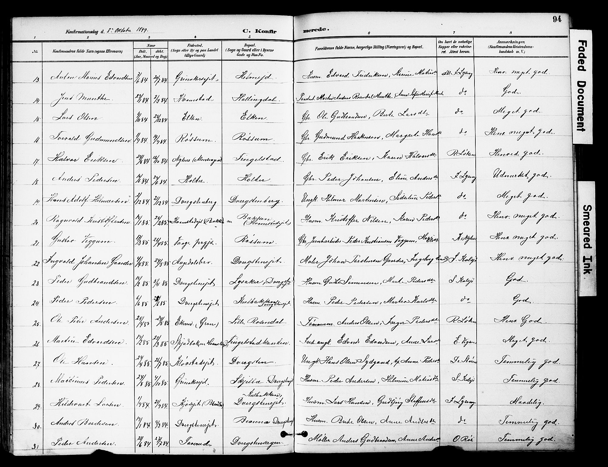 Brandbu prestekontor, SAH/PREST-114/H/Ha/Hab/L0006: Parish register (copy) no. 6, 1893-1902, p. 94