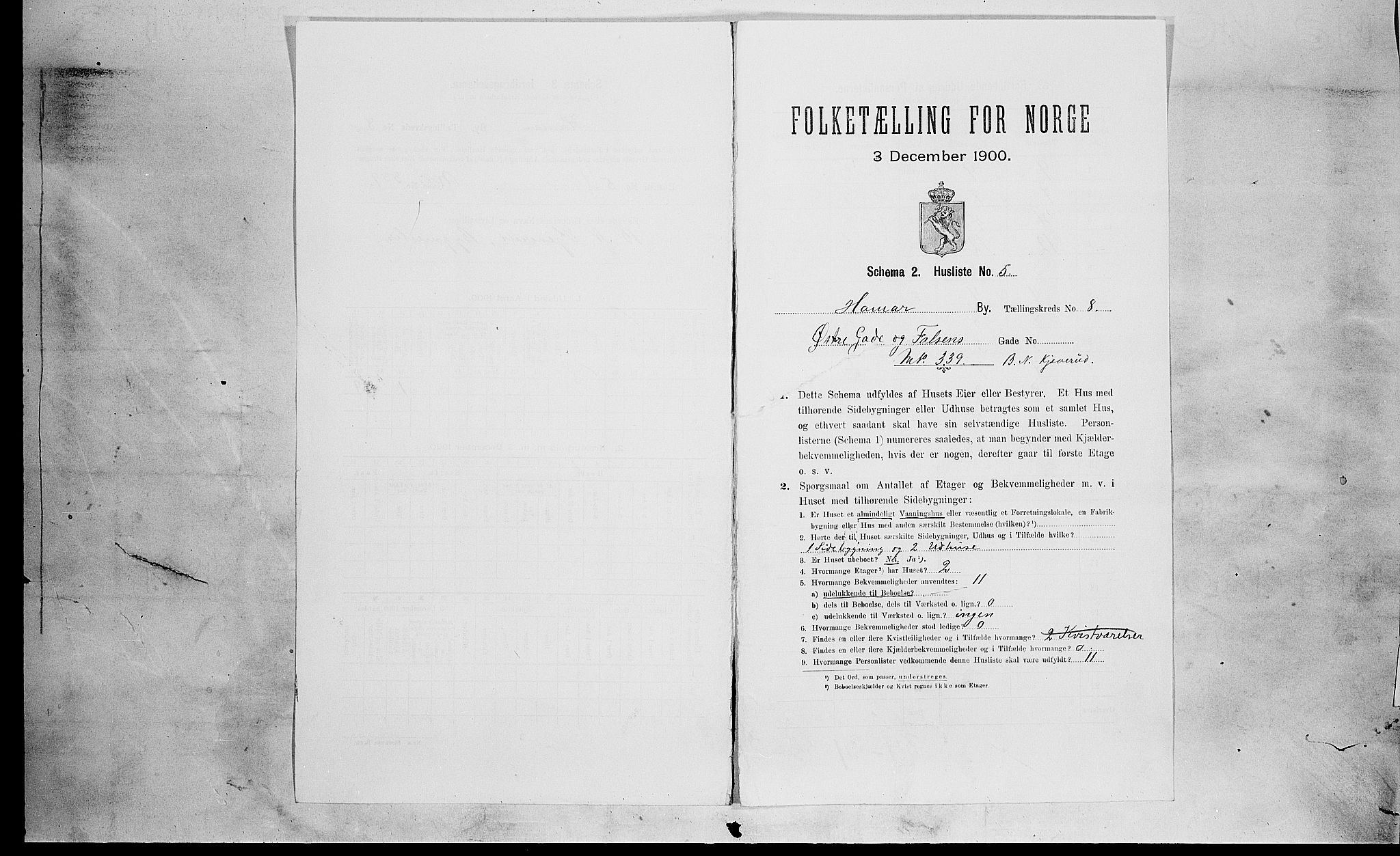 SAH, 1900 census for Hamar, 1900, p. 2496