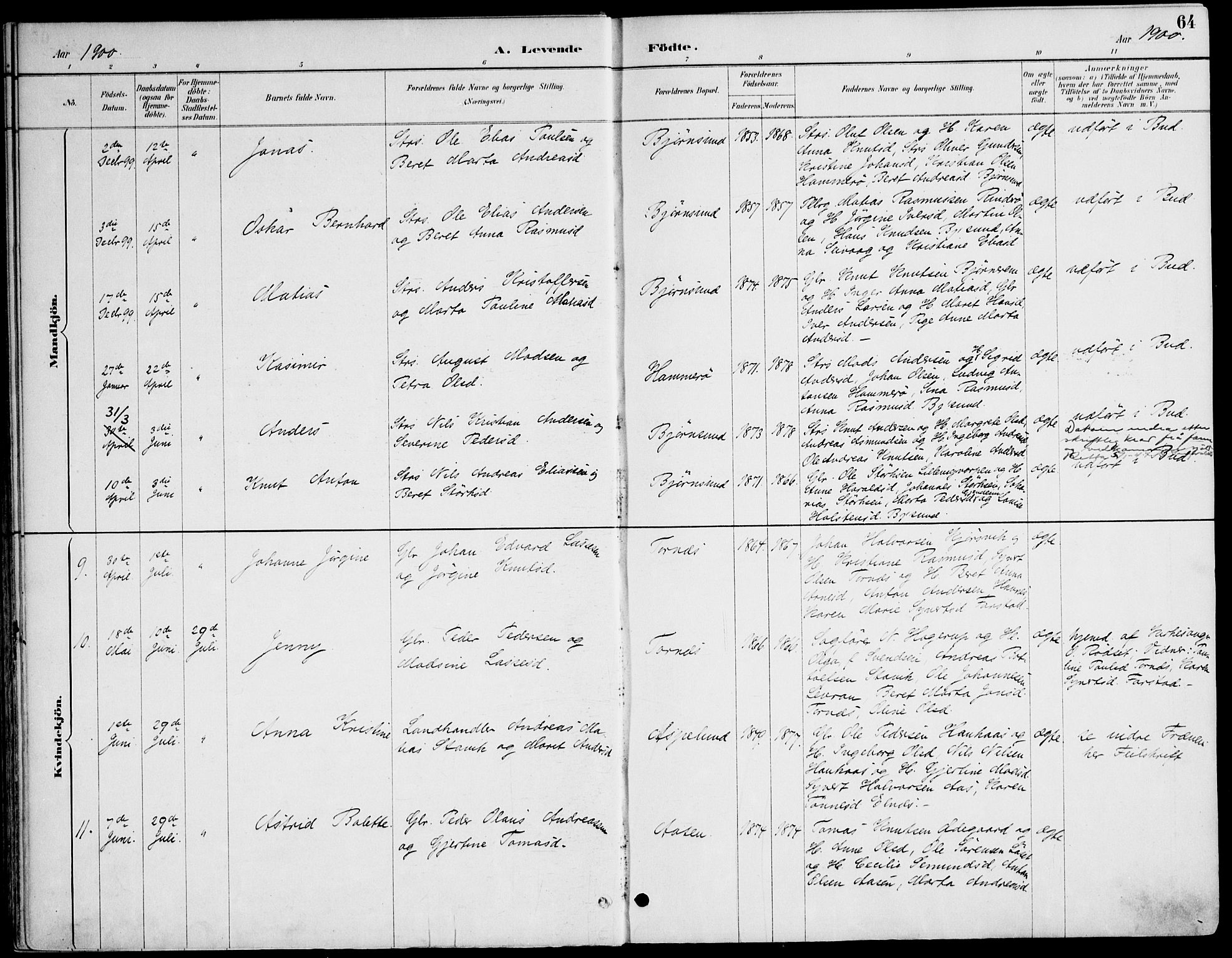 Ministerialprotokoller, klokkerbøker og fødselsregistre - Møre og Romsdal, AV/SAT-A-1454/565/L0750: Parish register (official) no. 565A04, 1887-1905, p. 64