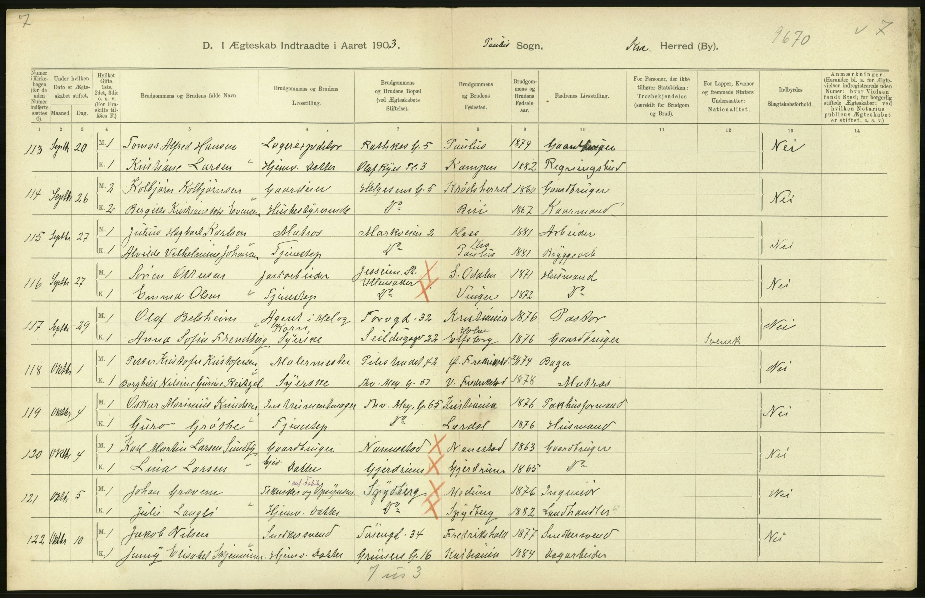 Statistisk sentralbyrå, Sosiodemografiske emner, Befolkning, AV/RA-S-2228/D/Df/Dfa/Dfaa/L0004: Kristiania: Gifte, døde, 1903, p. 482