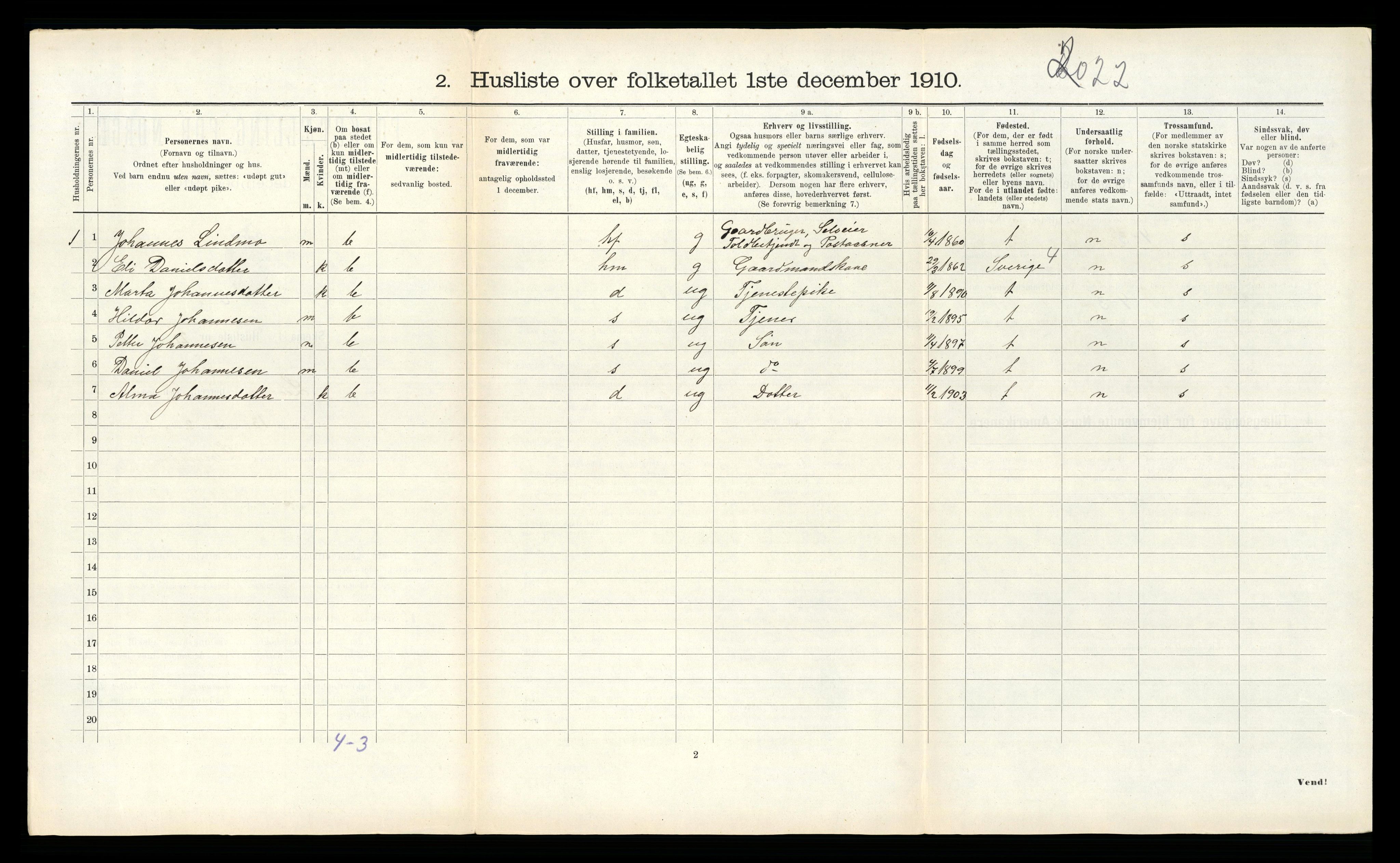 RA, 1910 census for Lierne, 1910, p. 298