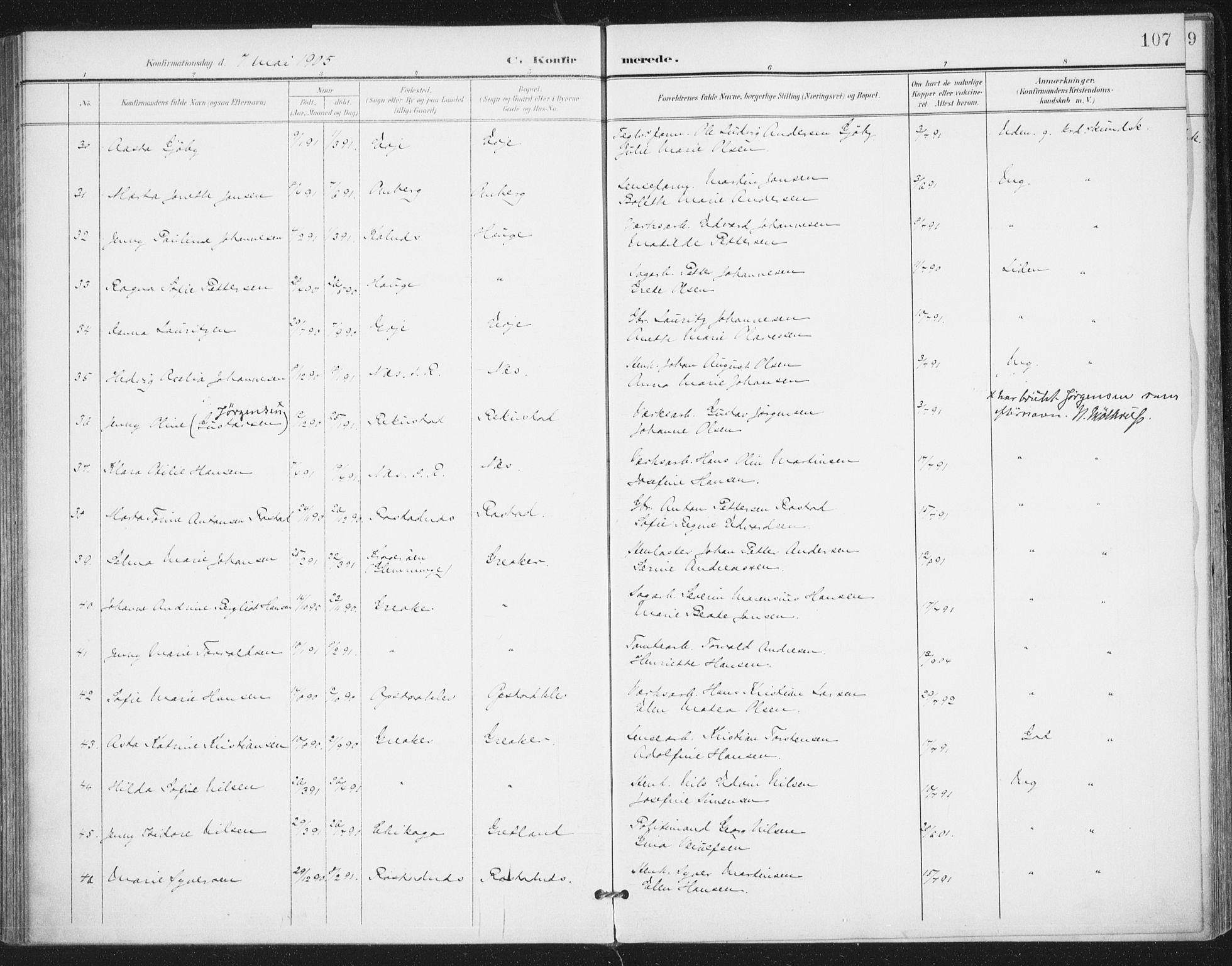 Rolvsøy prestekontor Kirkebøker, AV/SAO-A-2004/F/Fa/L0001: Parish register (official) no. 1, 1901-1909, p. 107