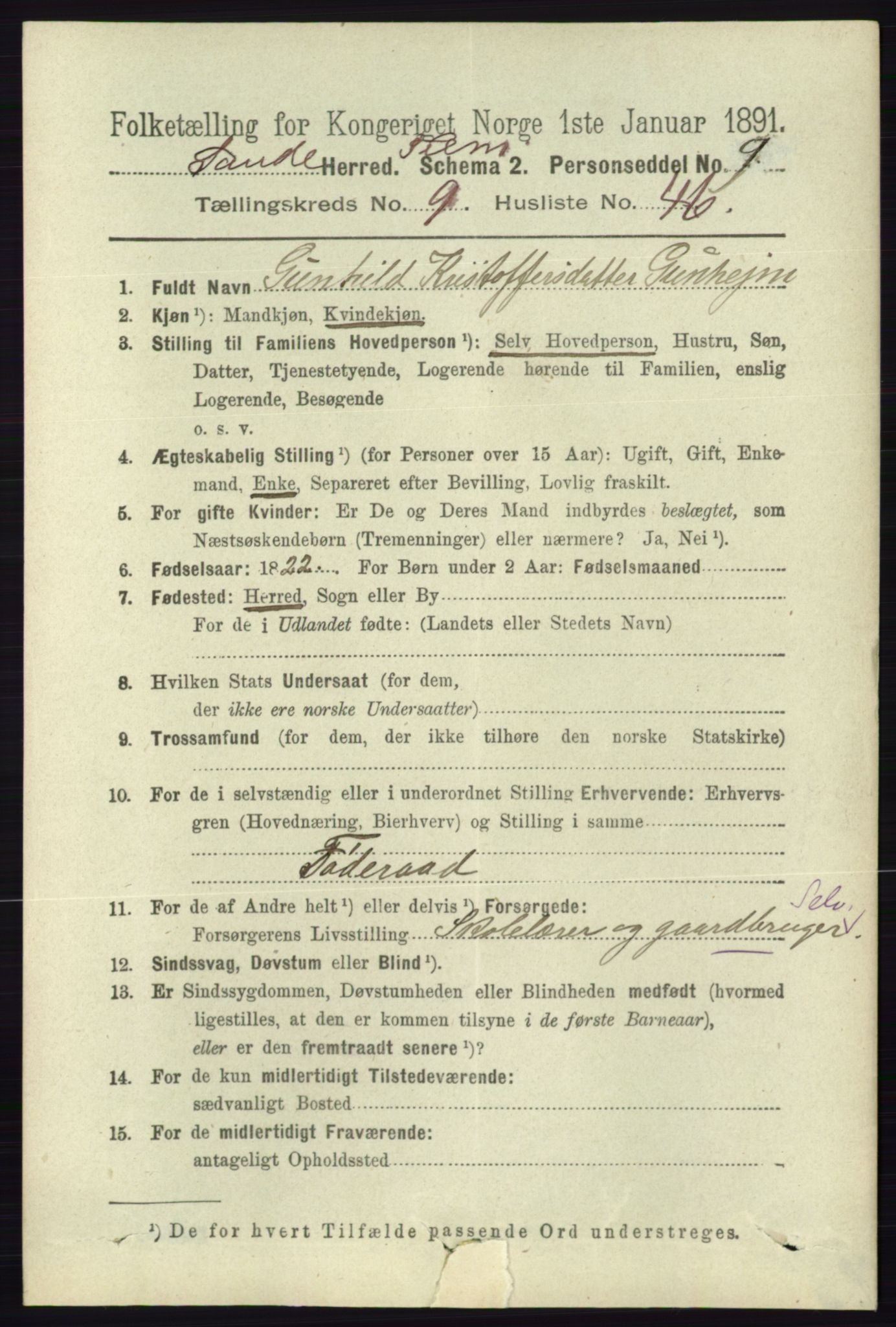 RA, 1891 census for 0822 Sauherad, 1891, p. 2932