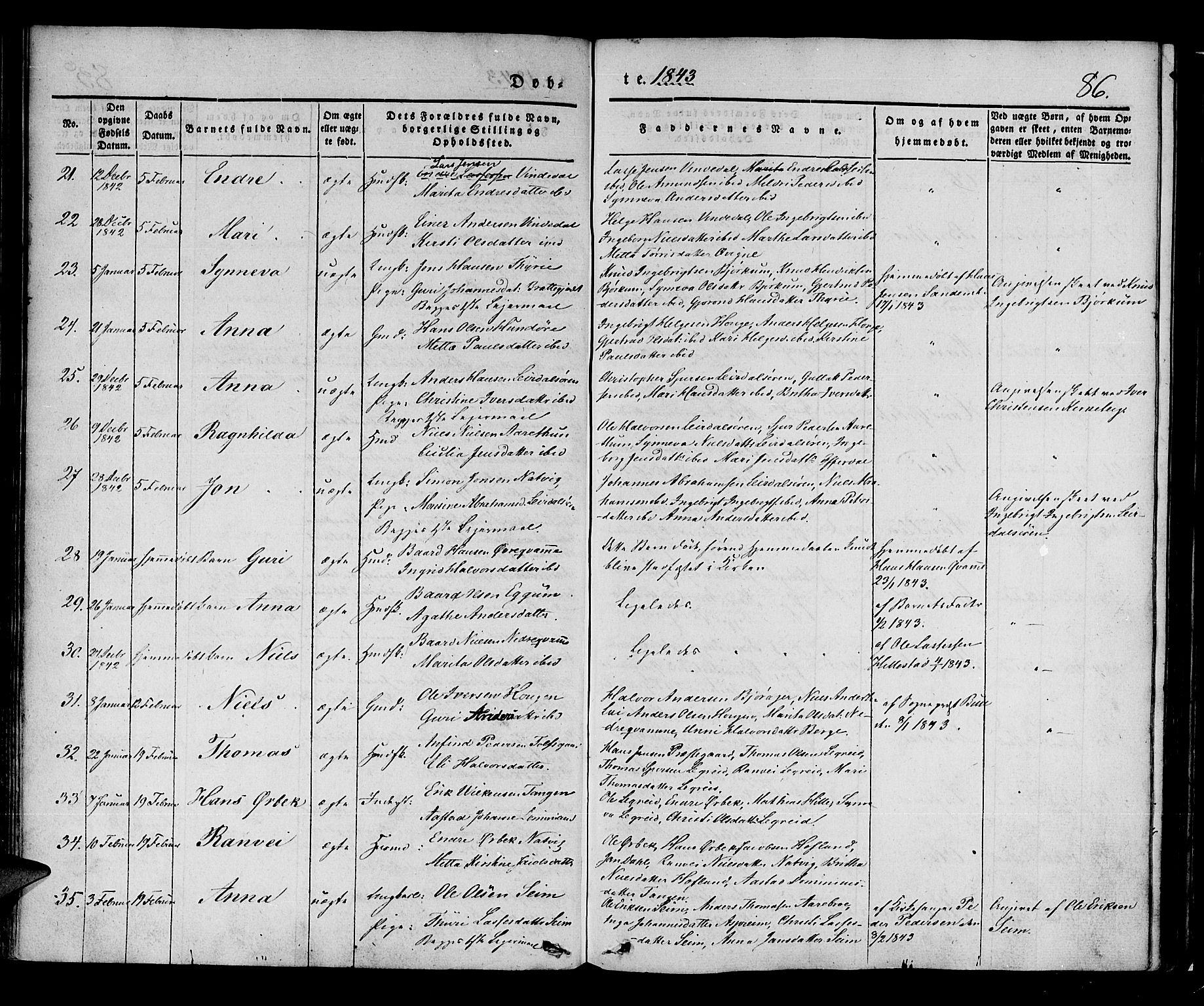 Lærdal sokneprestembete, AV/SAB-A-81201: Parish register (official) no. A 6, 1835-1849, p. 86