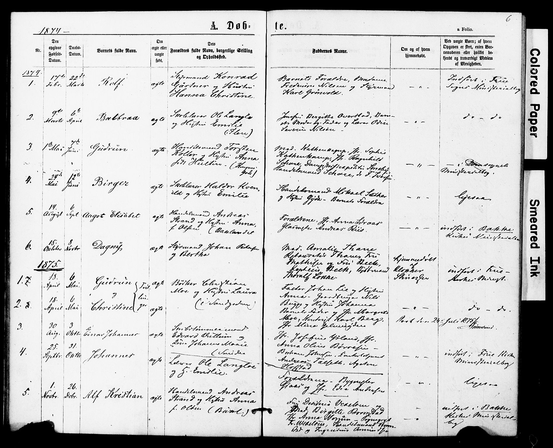 Ministerialprotokoller, klokkerbøker og fødselsregistre - Sør-Trøndelag, AV/SAT-A-1456/623/L0469: Parish register (official) no. 623A03, 1868-1883, p. 6