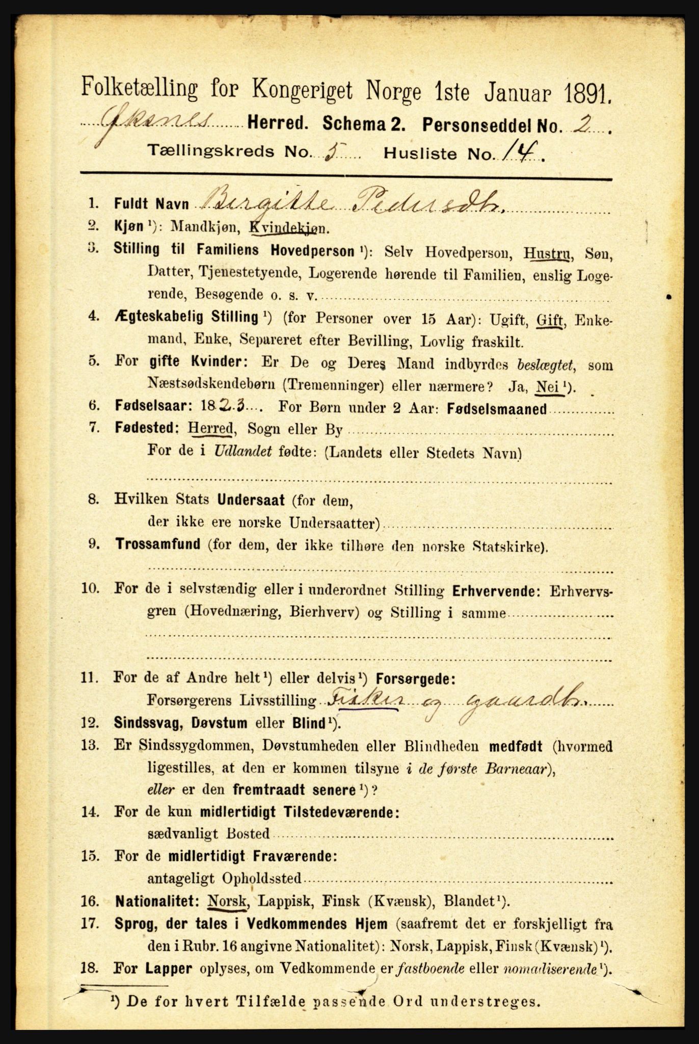 RA, 1891 census for 1868 Øksnes, 1891, p. 2321