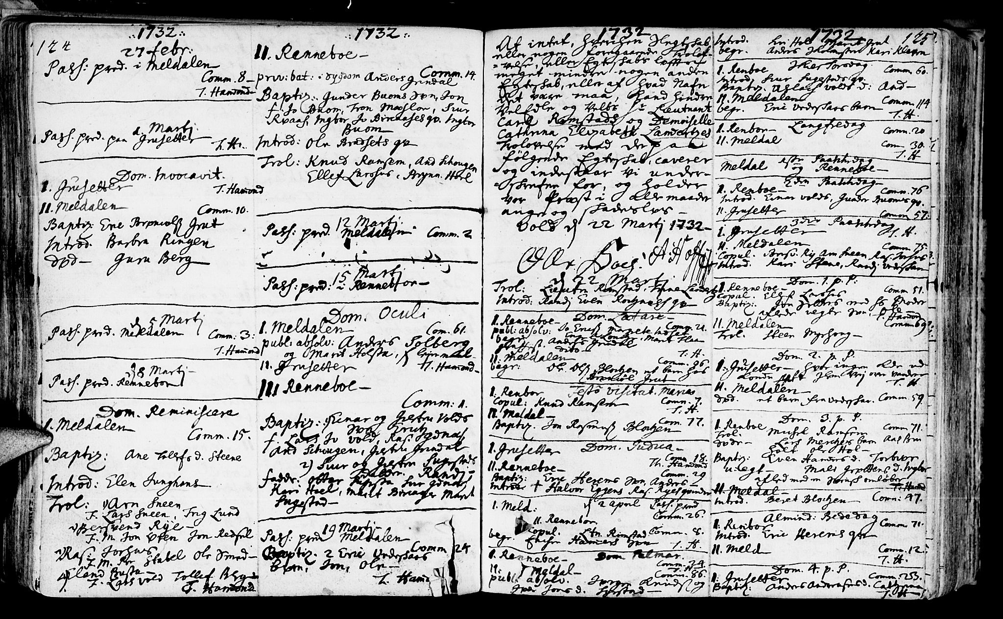 Ministerialprotokoller, klokkerbøker og fødselsregistre - Sør-Trøndelag, SAT/A-1456/672/L0850: Parish register (official) no. 672A03, 1725-1751, p. 124-125