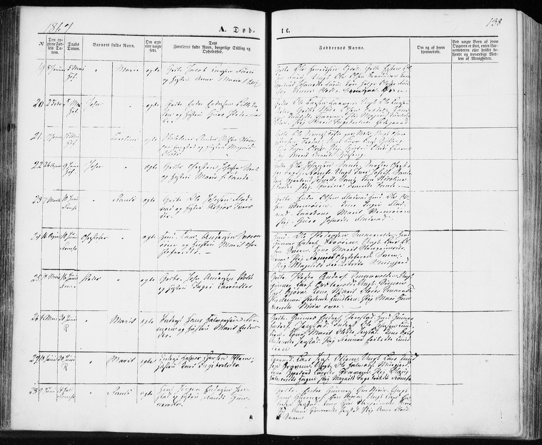 Ministerialprotokoller, klokkerbøker og fødselsregistre - Møre og Romsdal, SAT/A-1454/590/L1013: Parish register (official) no. 590A05, 1847-1877, p. 138