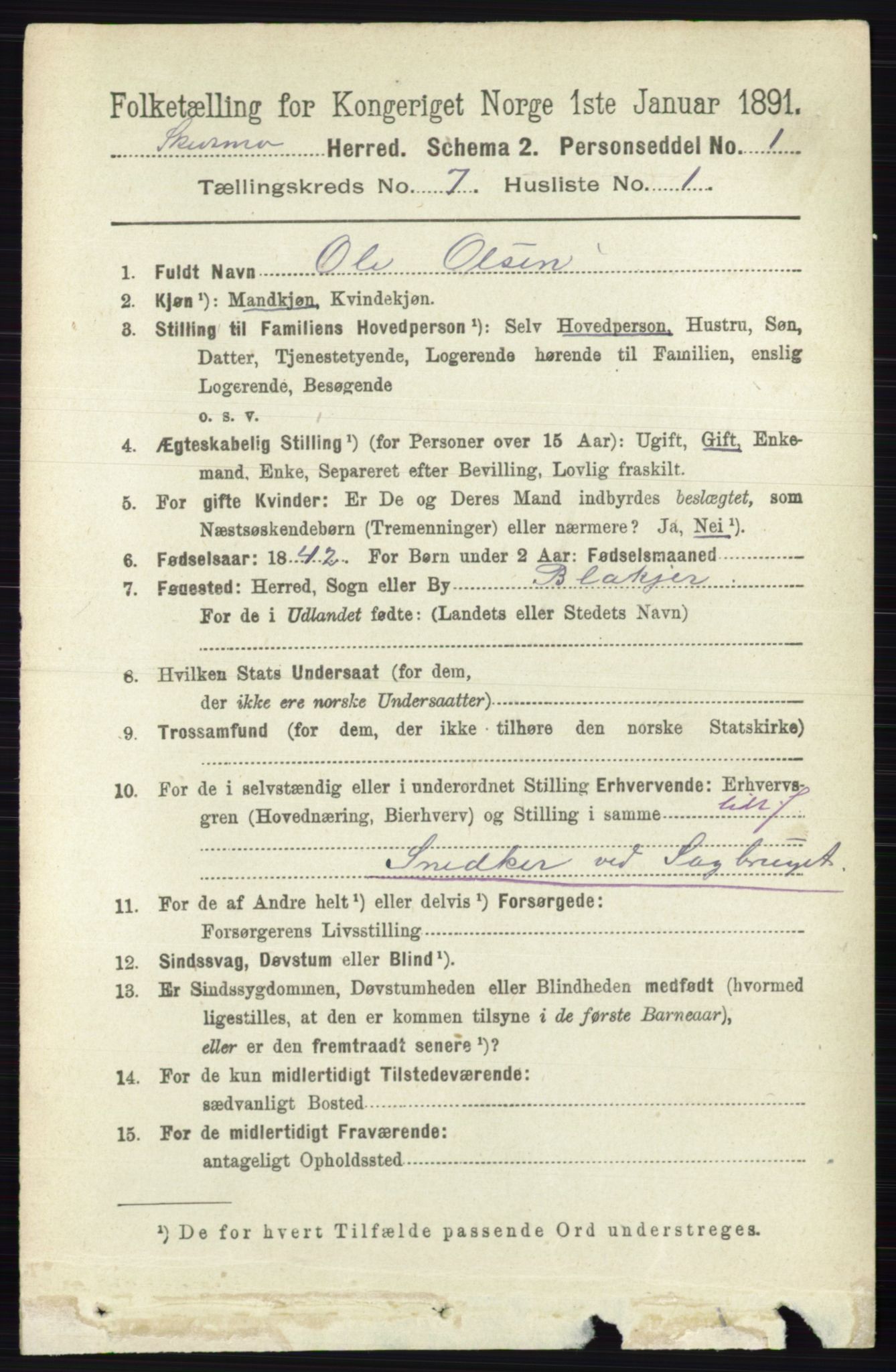 RA, 1891 census for 0231 Skedsmo, 1891, p. 3336