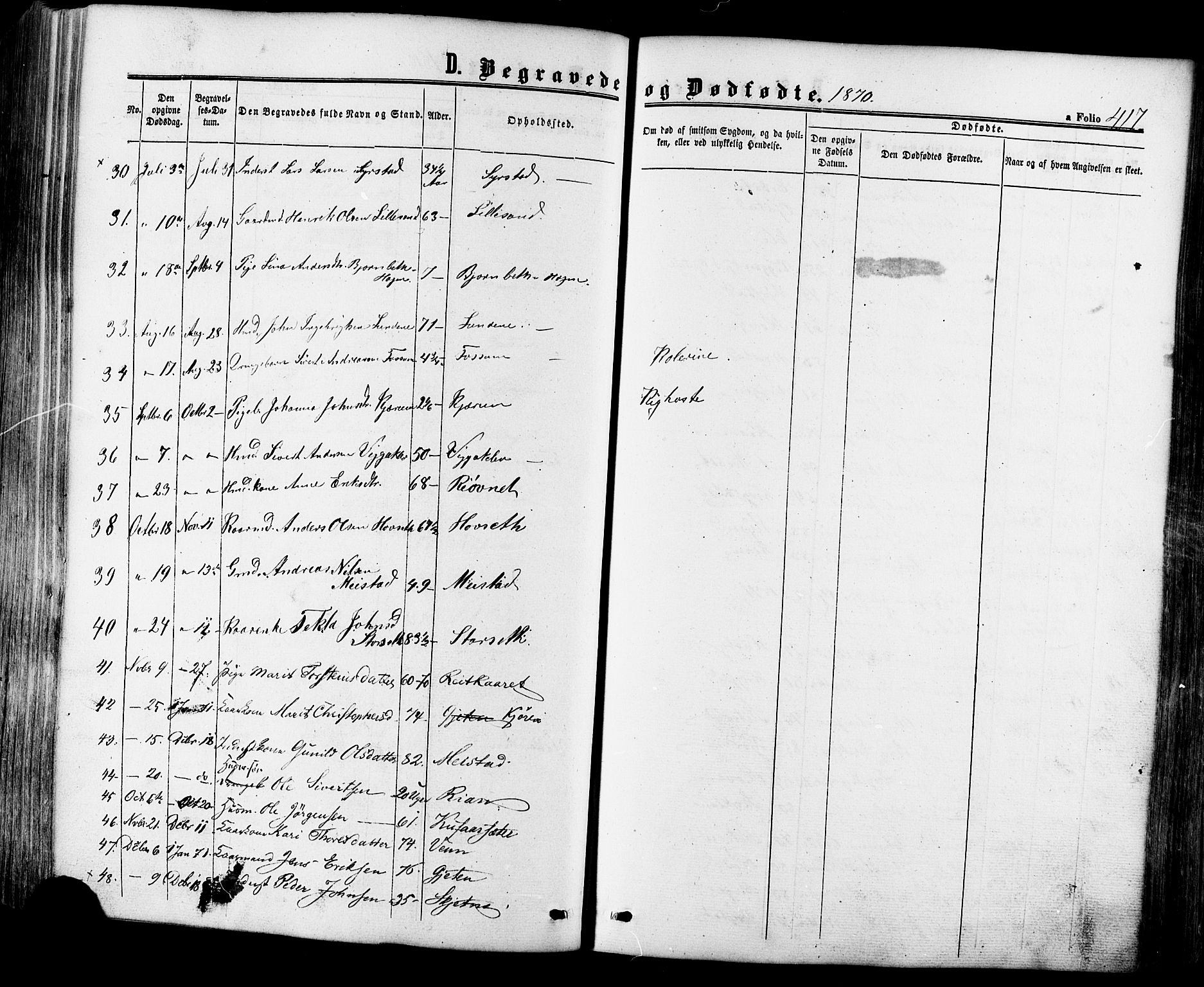 Ministerialprotokoller, klokkerbøker og fødselsregistre - Sør-Trøndelag, SAT/A-1456/665/L0772: Parish register (official) no. 665A07, 1856-1878, p. 417