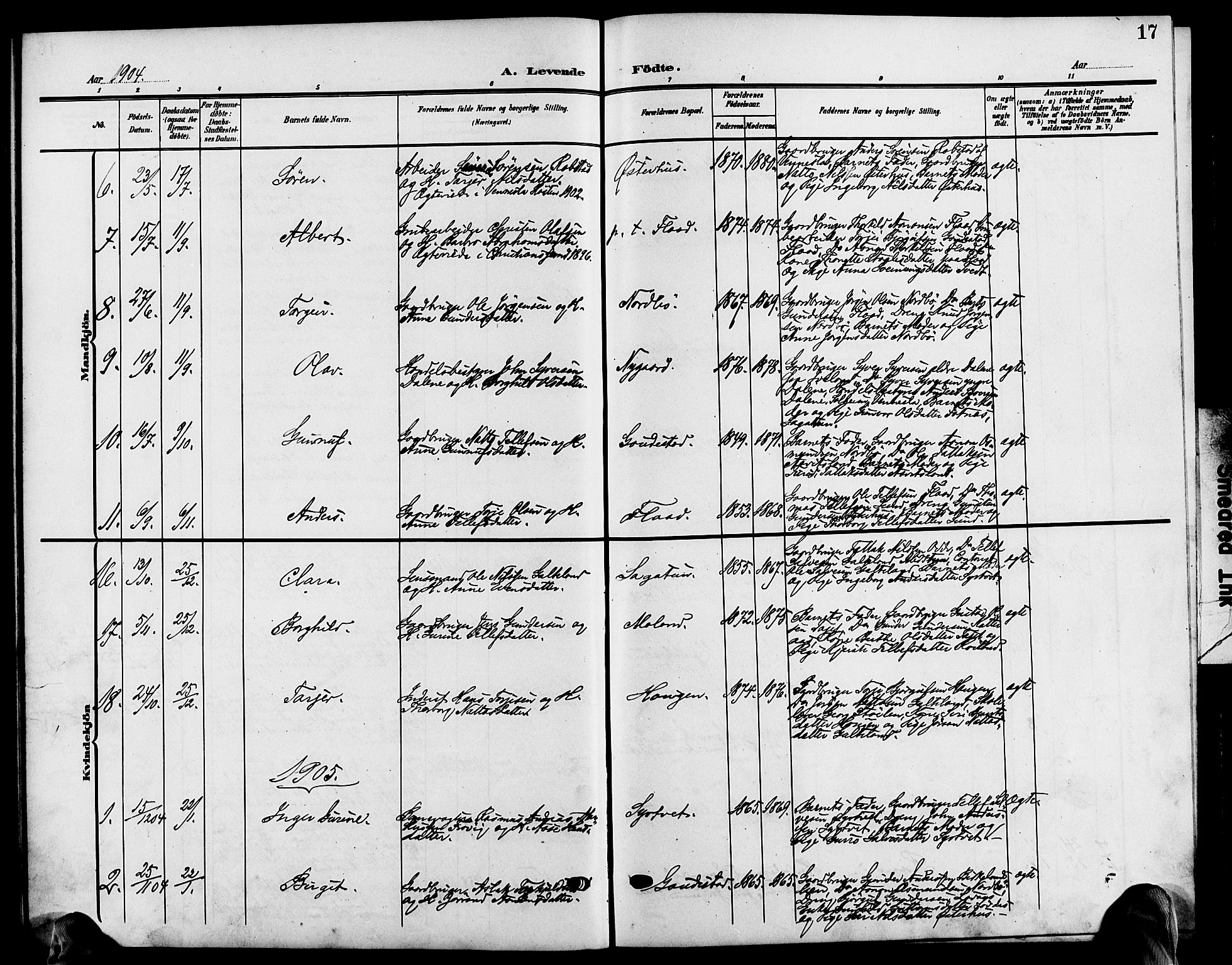 Evje sokneprestkontor, AV/SAK-1111-0008/F/Fb/Fba/L0004: Parish register (copy) no. B 4, 1899-1914, p. 17