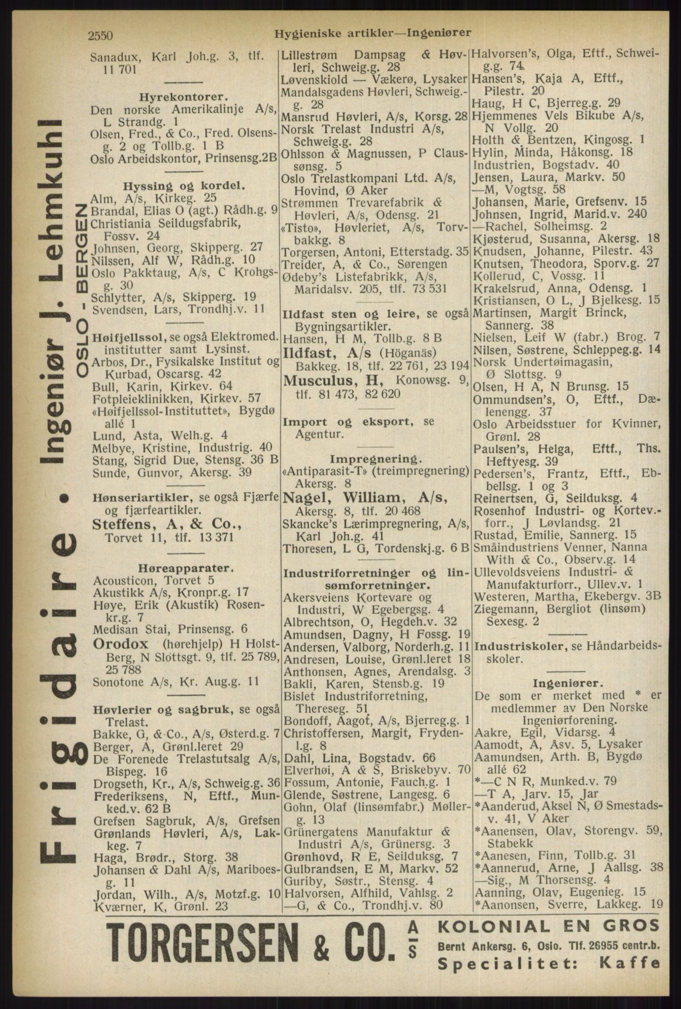 Kristiania/Oslo adressebok, PUBL/-, 1937, p. 2550