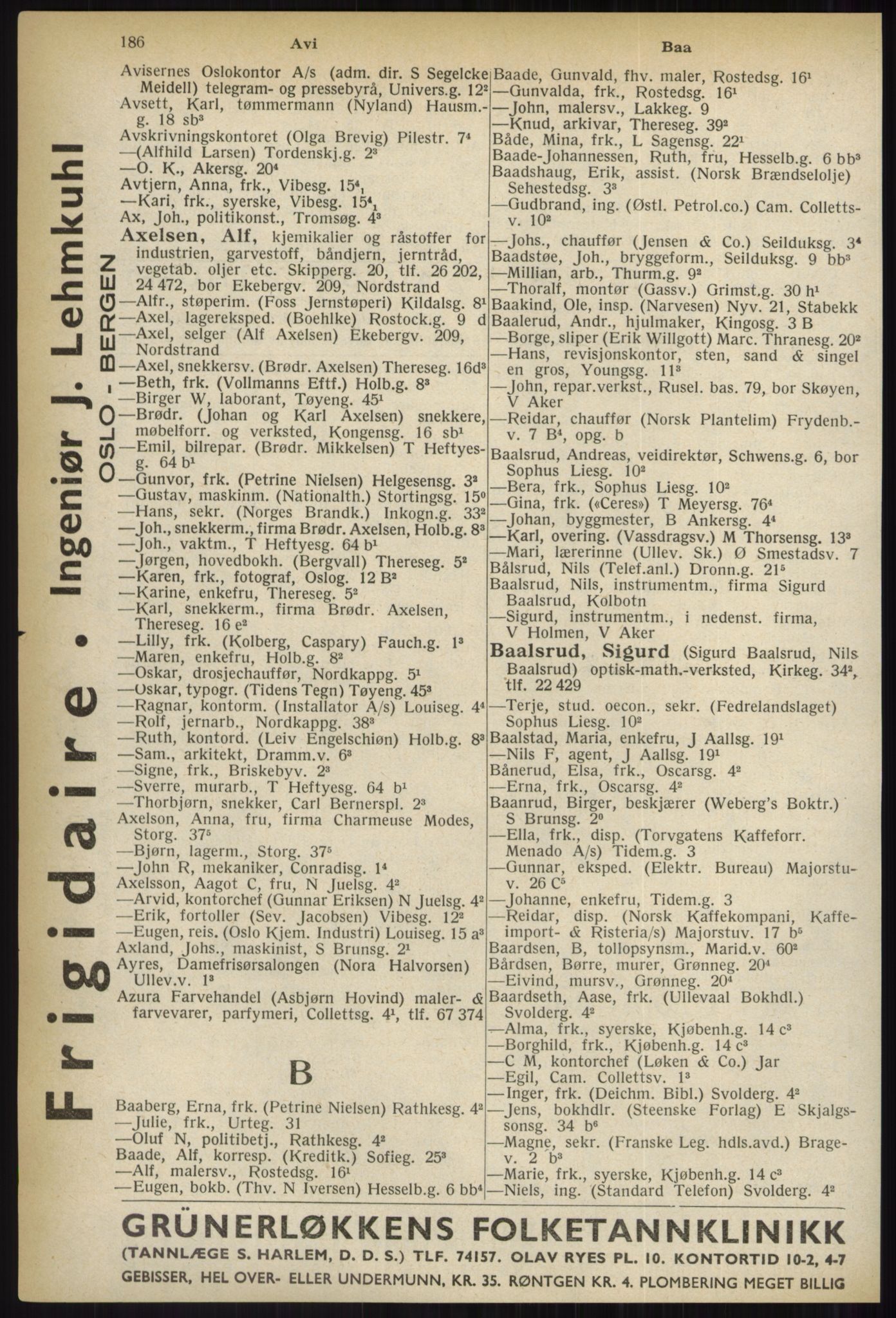 Kristiania/Oslo adressebok, PUBL/-, 1937, p. 186