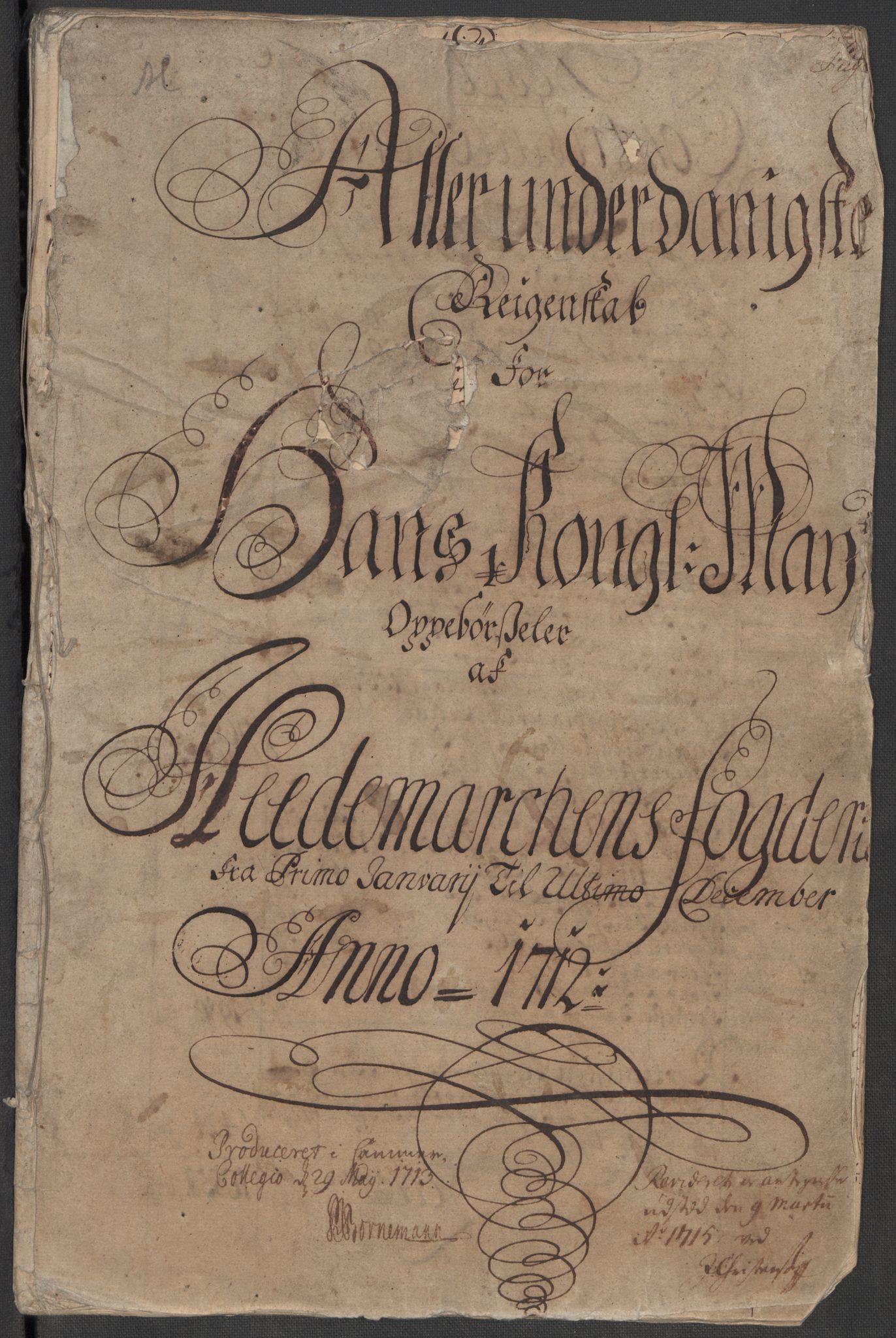 Rentekammeret inntil 1814, Reviderte regnskaper, Fogderegnskap, AV/RA-EA-4092/R16/L1049: Fogderegnskap Hedmark, 1712, p. 3