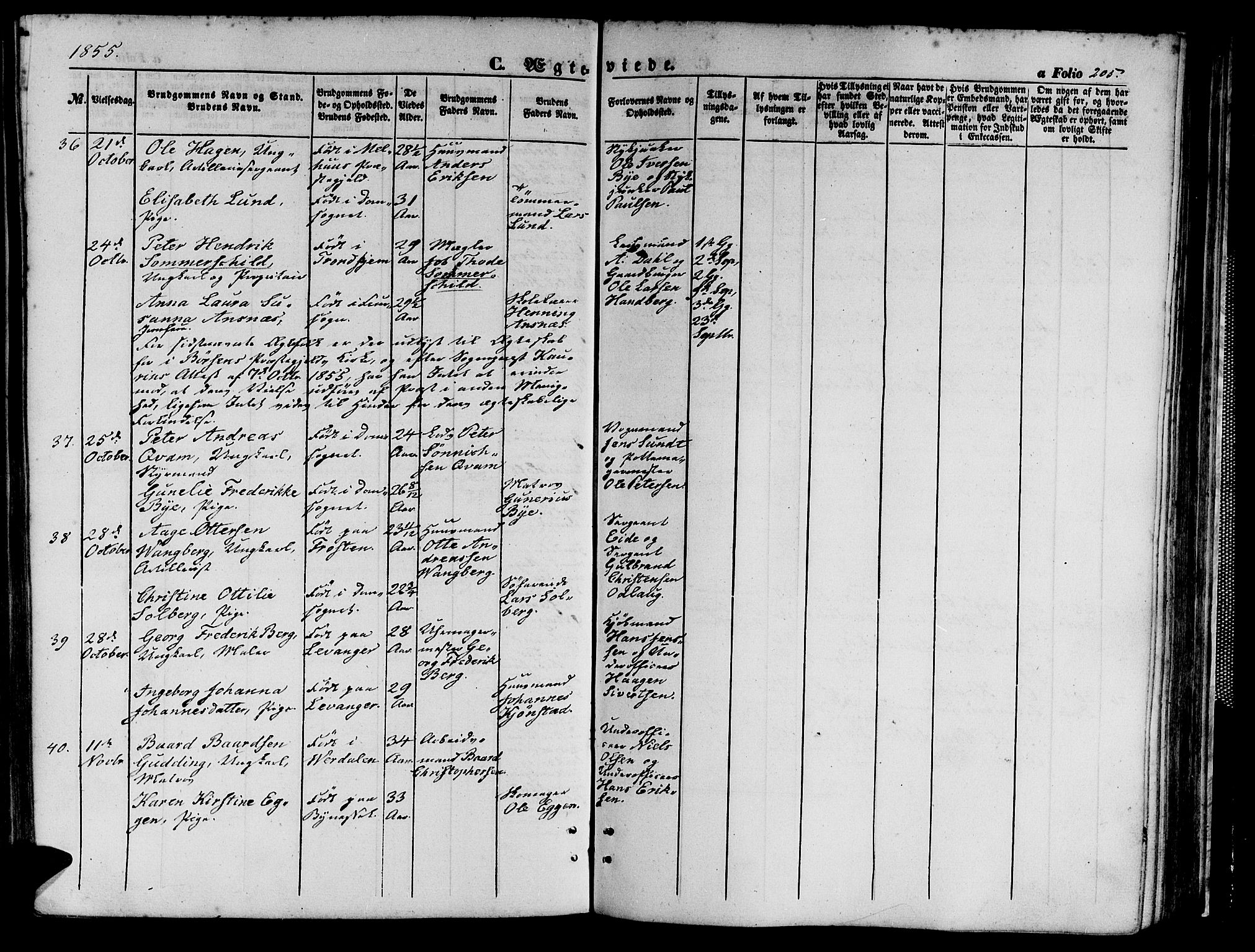 Ministerialprotokoller, klokkerbøker og fødselsregistre - Sør-Trøndelag, AV/SAT-A-1456/602/L0138: Parish register (copy) no. 602C06, 1853-1858, p. 205