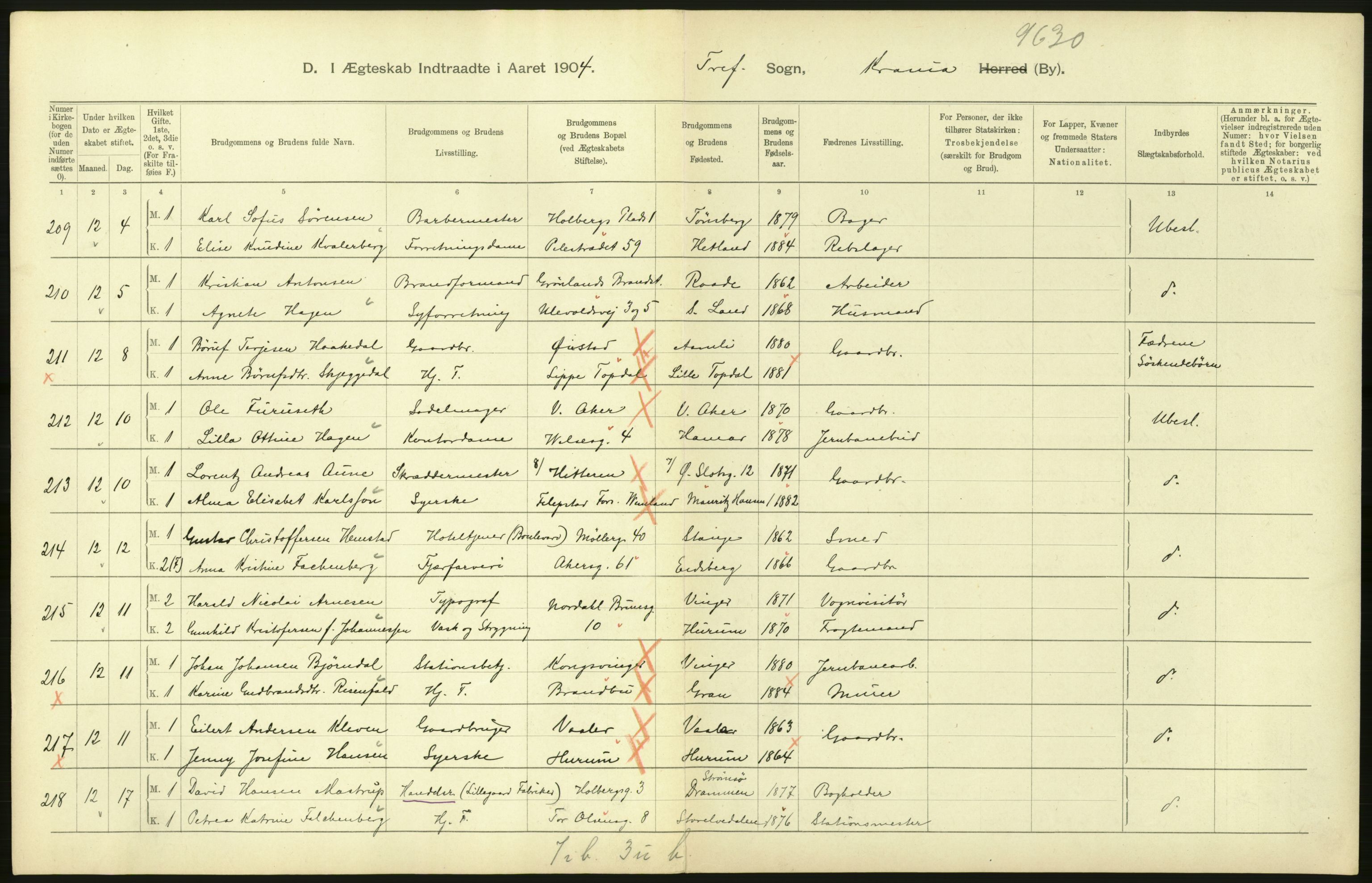 Statistisk sentralbyrå, Sosiodemografiske emner, Befolkning, AV/RA-S-2228/D/Df/Dfa/Dfab/L0004: Kristiania: Gifte, døde, 1904, p. 114