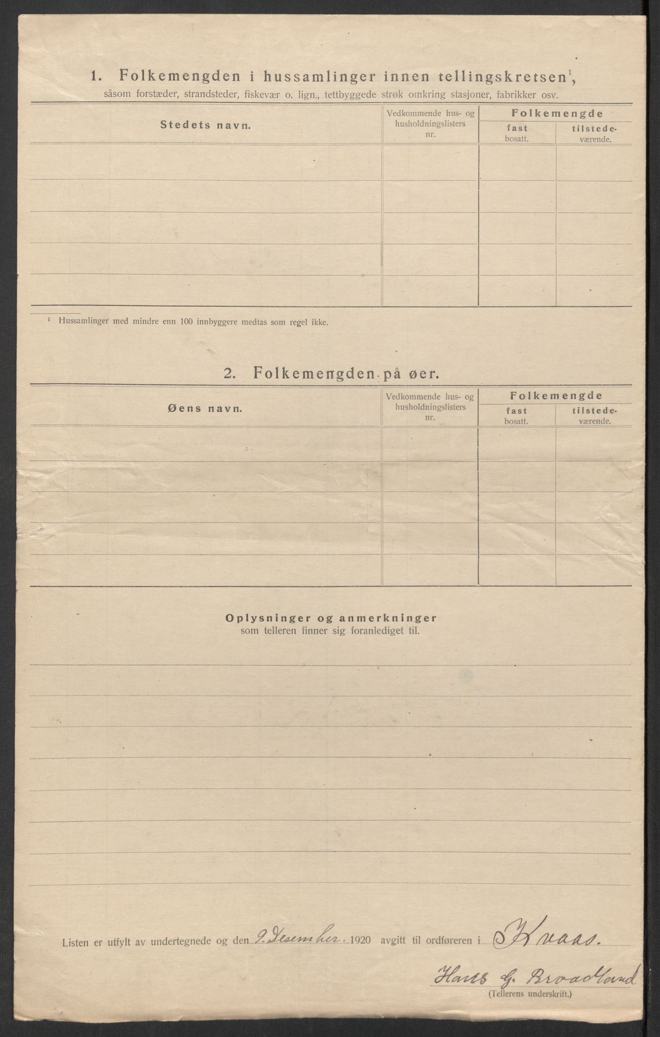 SAK, 1920 census for Kvås, 1920, p. 27