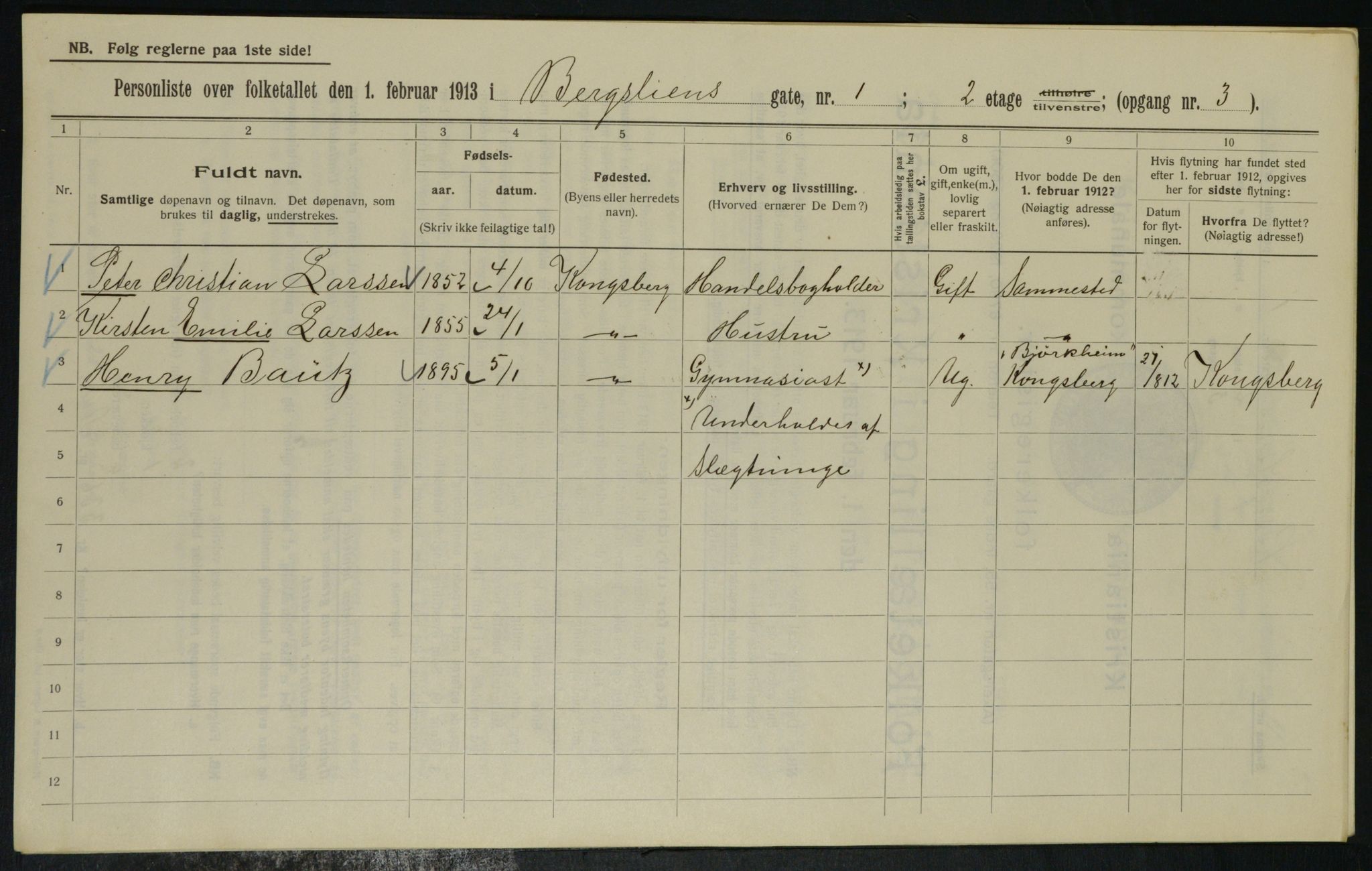 OBA, Municipal Census 1913 for Kristiania, 1913, p. 3863