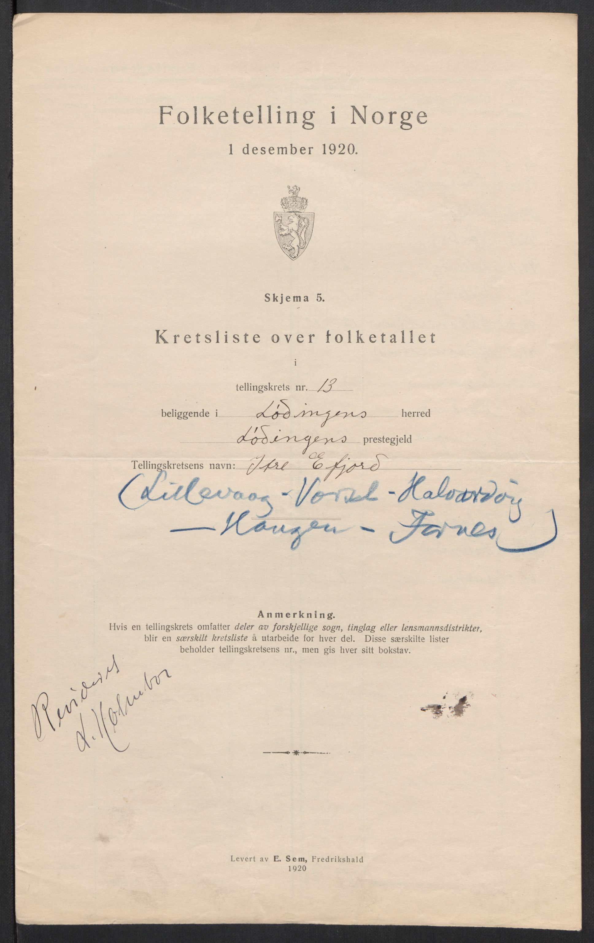 SAT, 1920 census for Lødingen, 1920, p. 42