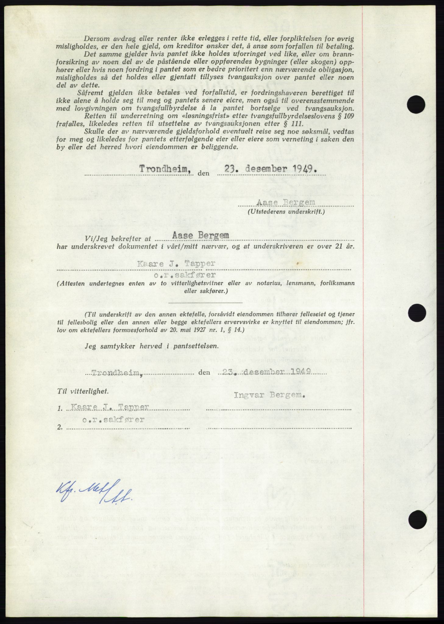 Nordmøre sorenskriveri, AV/SAT-A-4132/1/2/2Ca: Mortgage book no. B103, 1949-1950, Diary no: : 3788/1949