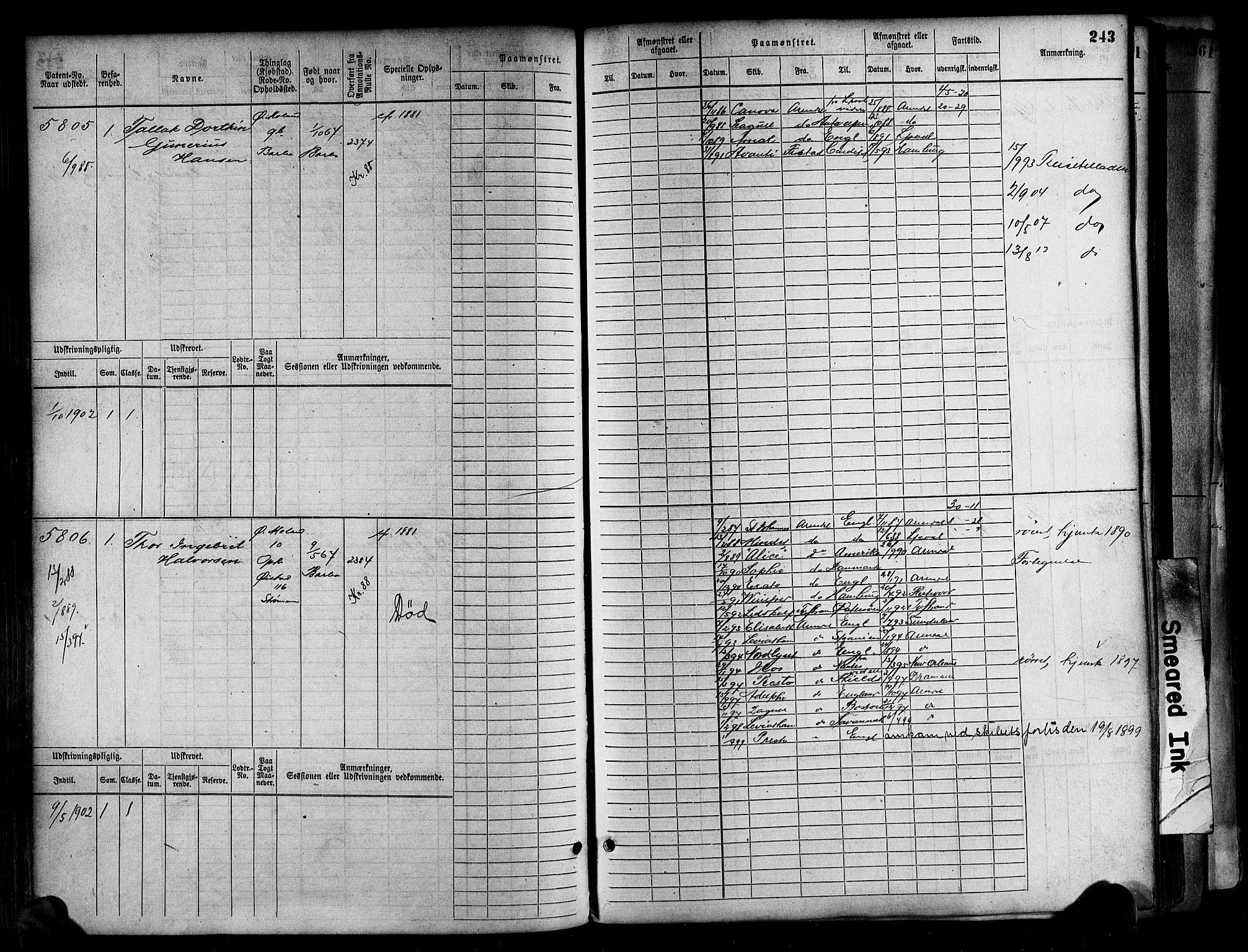 Arendal mønstringskrets, SAK/2031-0012/F/Fb/L0017: Hovedrulle A nr 5323-6076, S-15, 1884-1892, p. 242