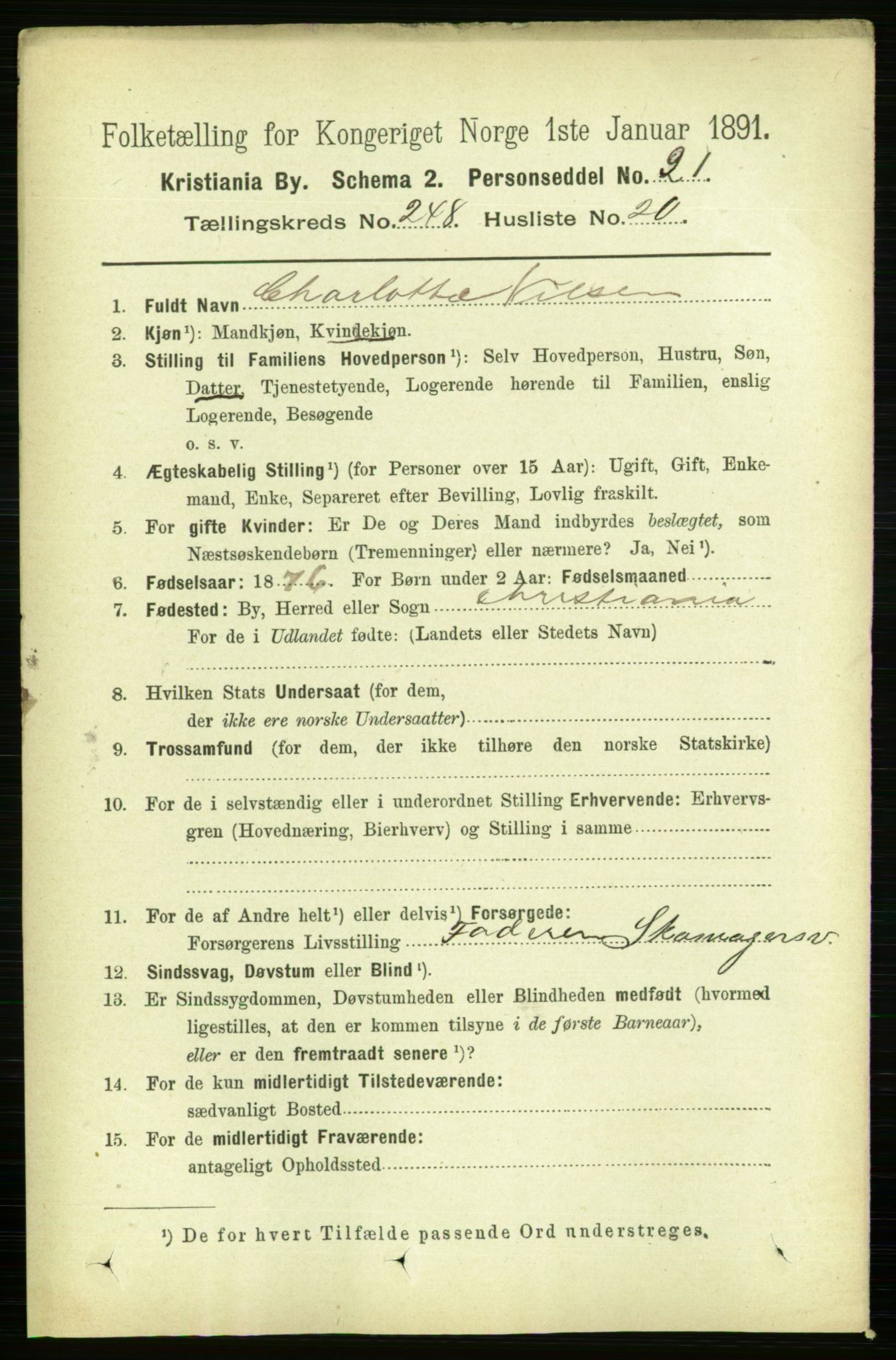RA, 1891 census for 0301 Kristiania, 1891, p. 152053