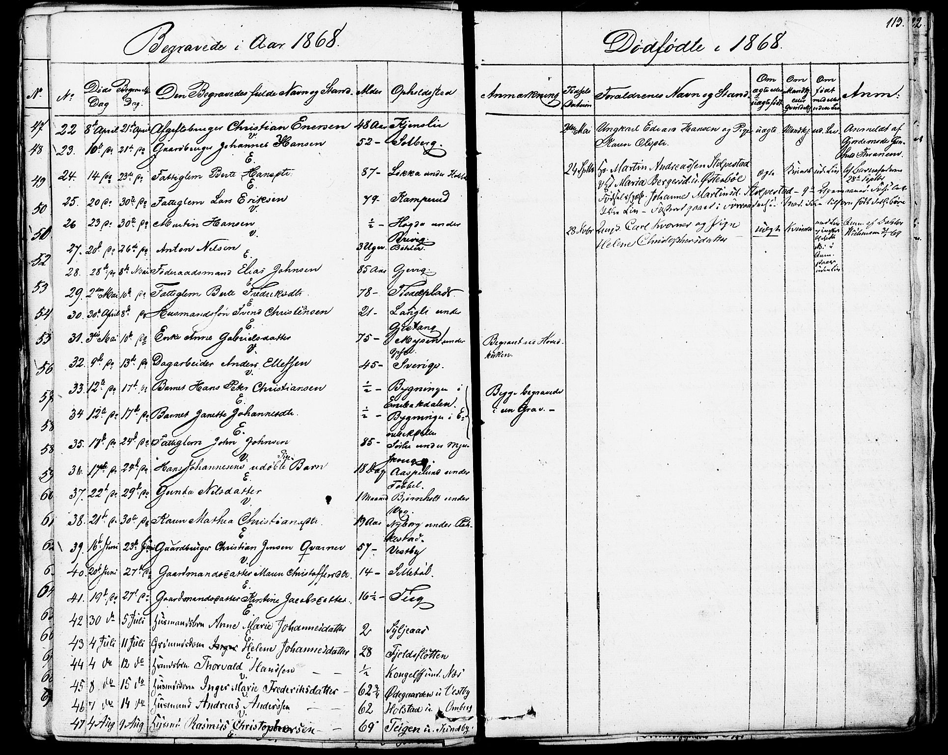 Enebakk prestekontor Kirkebøker, AV/SAO-A-10171c/F/Fa/L0013: Parish register (official) no. I 13, 1832-1882, p. 113
